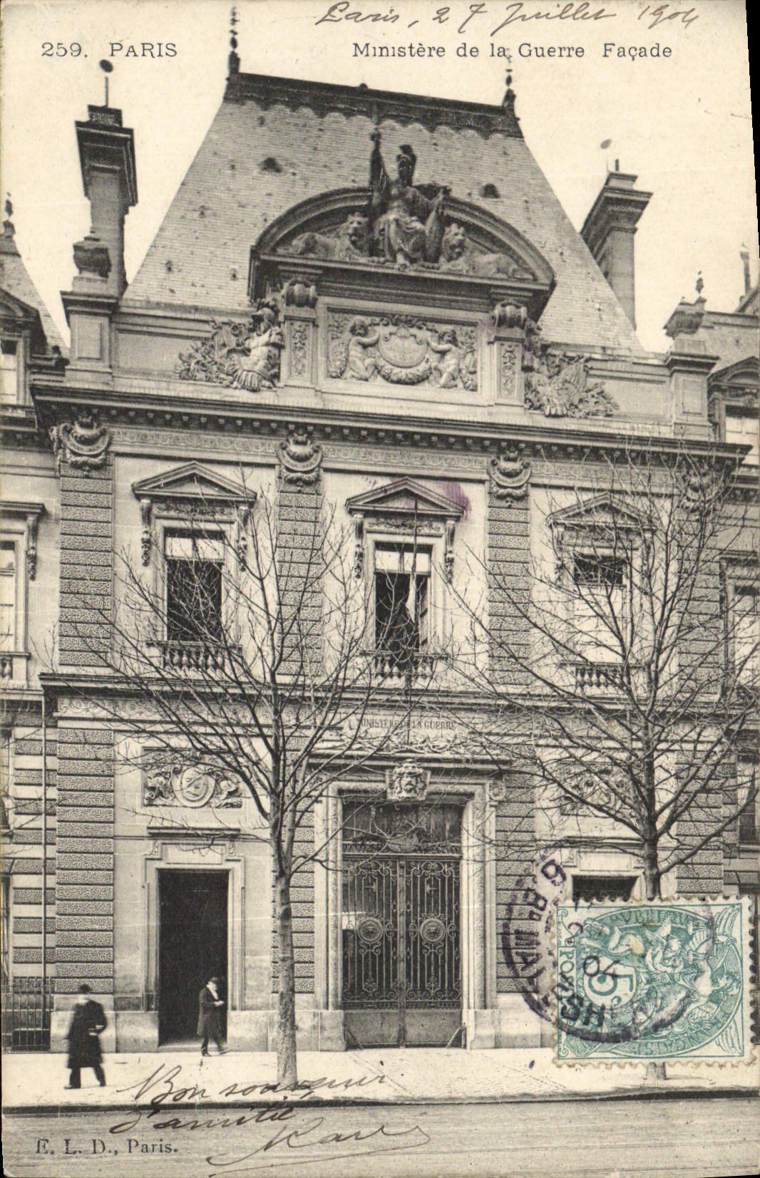 VINTAGE POSTCARD Paris Ministry for the War Frontage