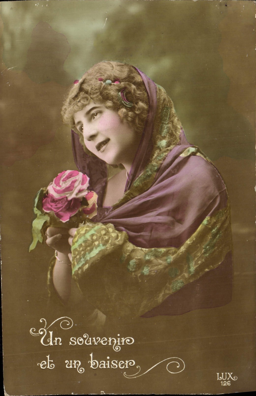 VINTAGE POSTCARD a Souvenir and a Kiss Woman