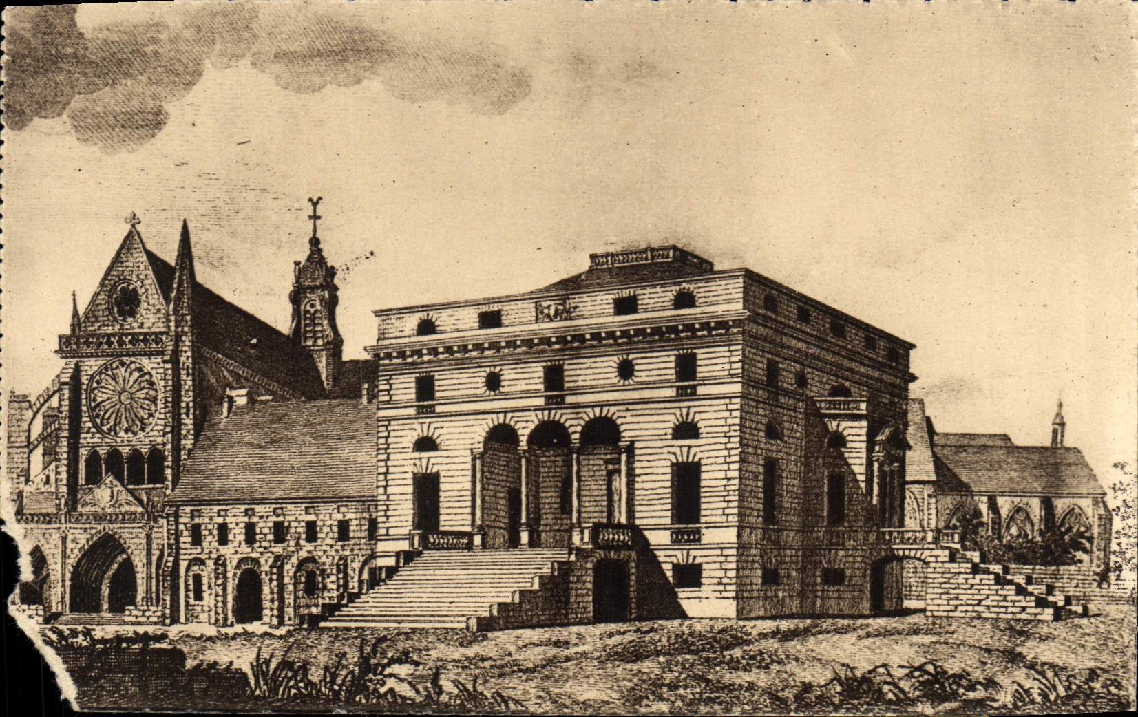 VINTAGE POSTCARD Abbey of Royaumont Asnieres on Oise Church abbey Palate