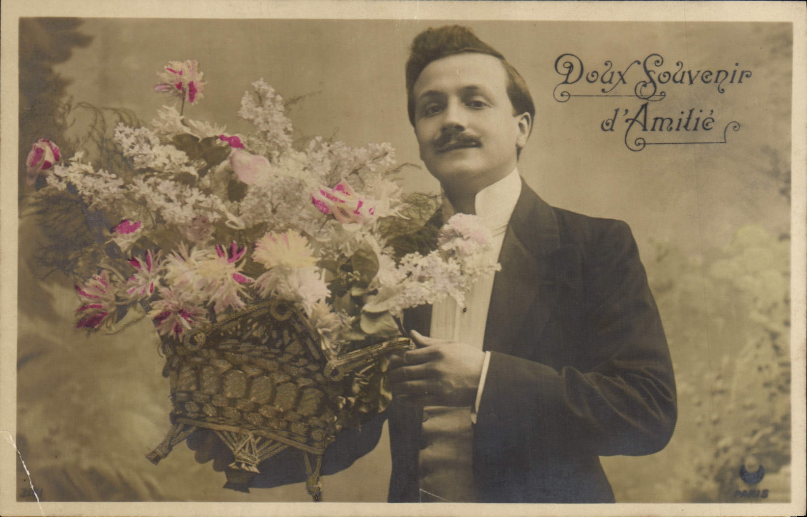 Hombre suave de la amistad del recuerdo de la POSTAL de la VENDIMIA