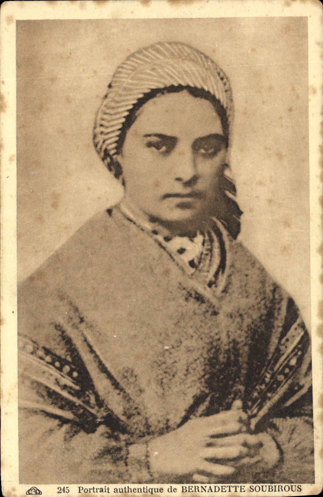 VINTAGE POSTCARD Lourdes Portrait authenticates of Bernadette Soubirous
