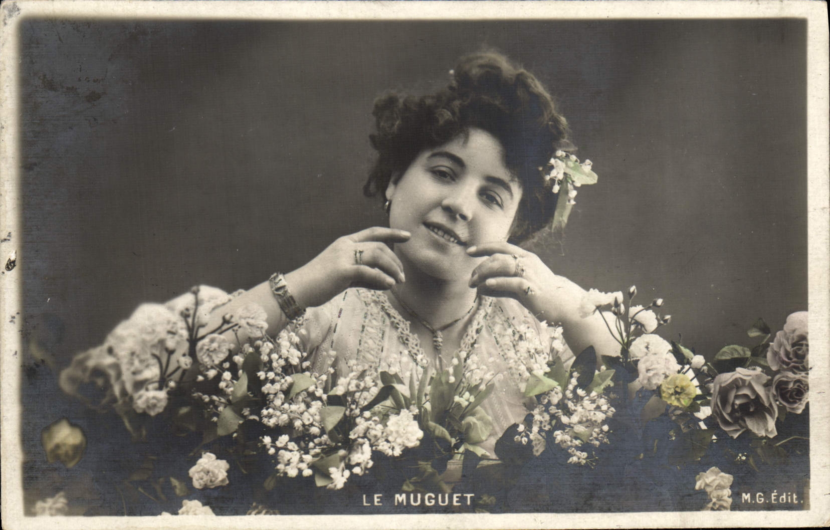 VINTAGE POSTCARD Fantasy Woman the lily of the valley