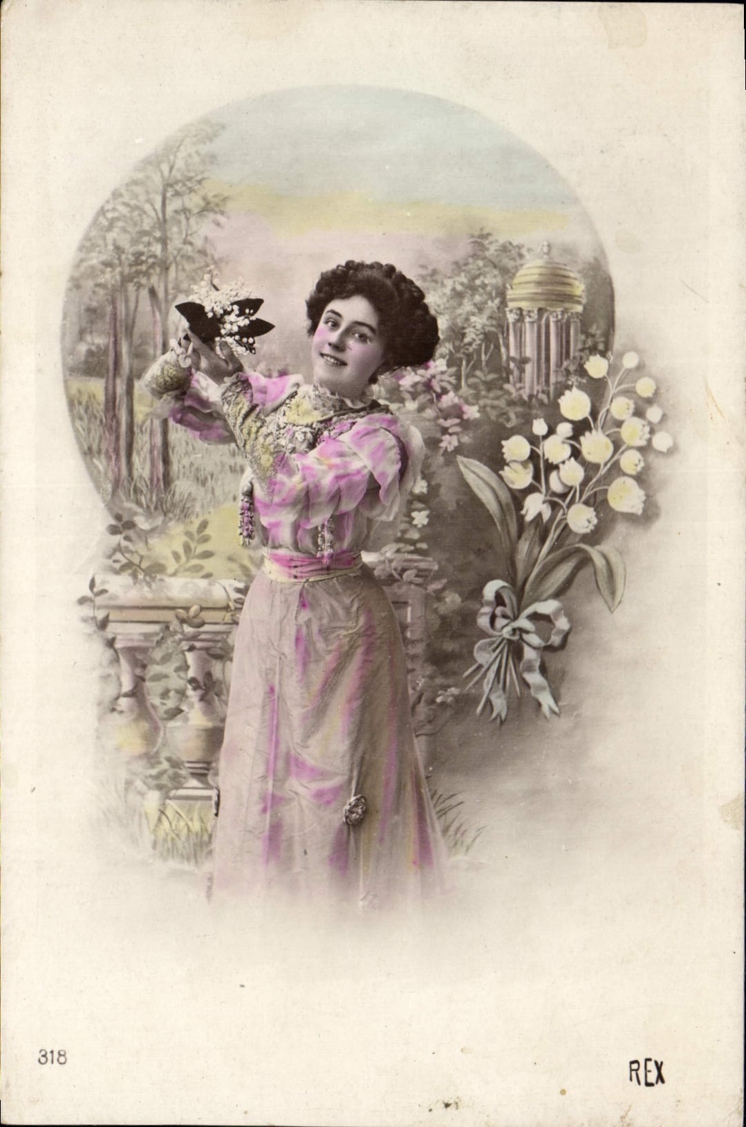 VINTAGE POSTCARD Fantasy Woman Lily of the valley