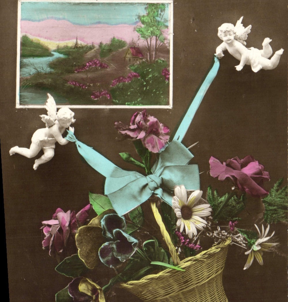 CPA Fantaisie Fleurs Anges 