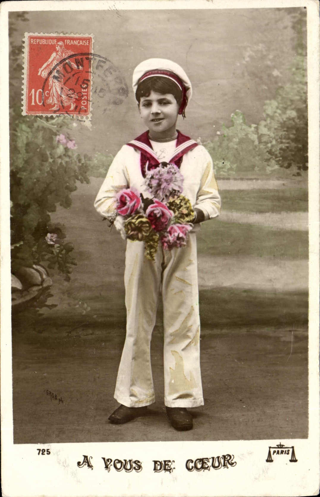 VINTAGE POSTCARD Fantasy marine Small Child