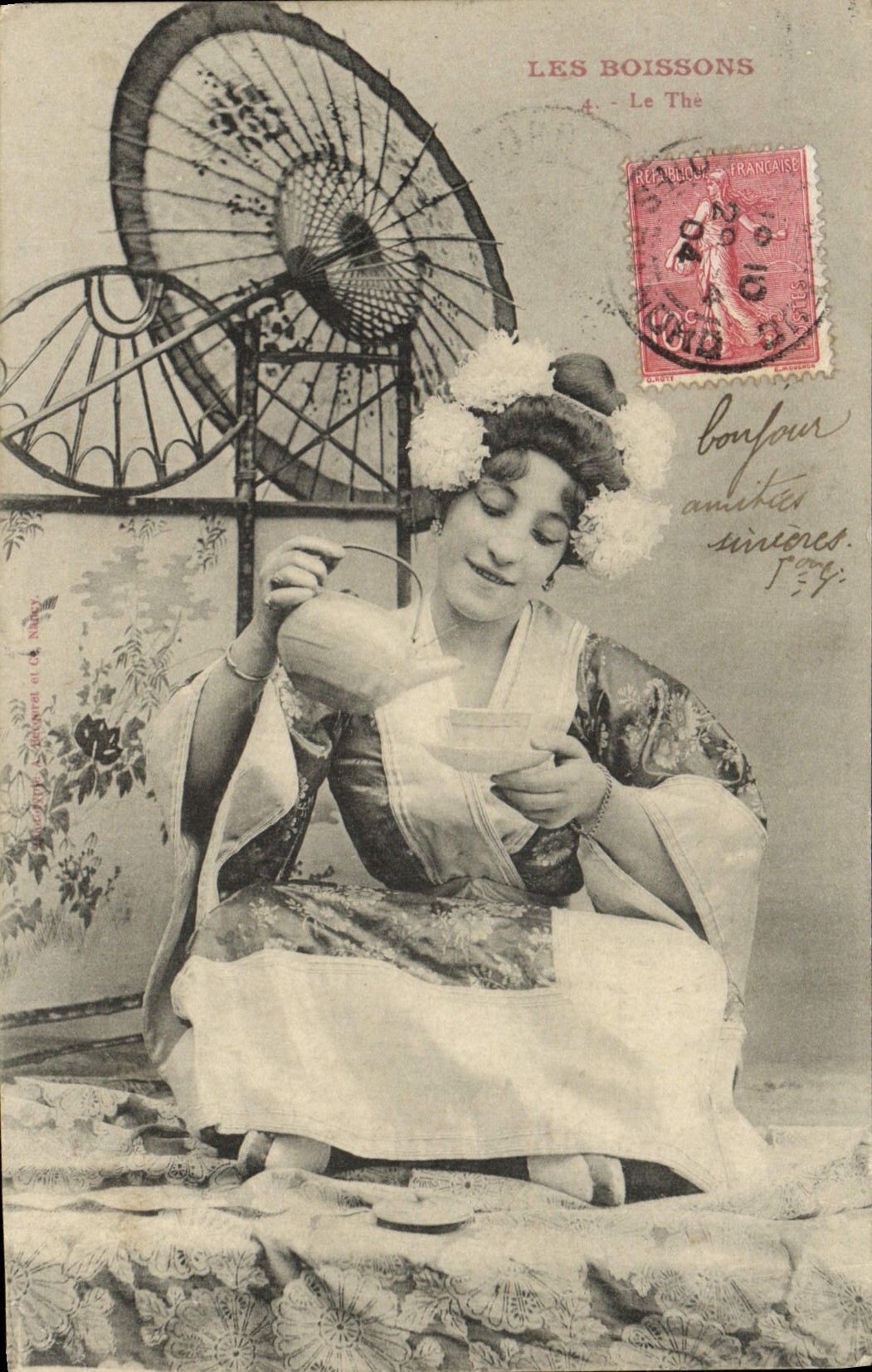 VINTAGE POSTCARD Drinks The Woman