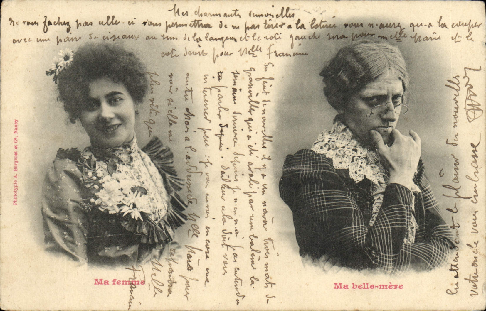 VINTAGE POSTCARD My Wife My Beautiful mother Women