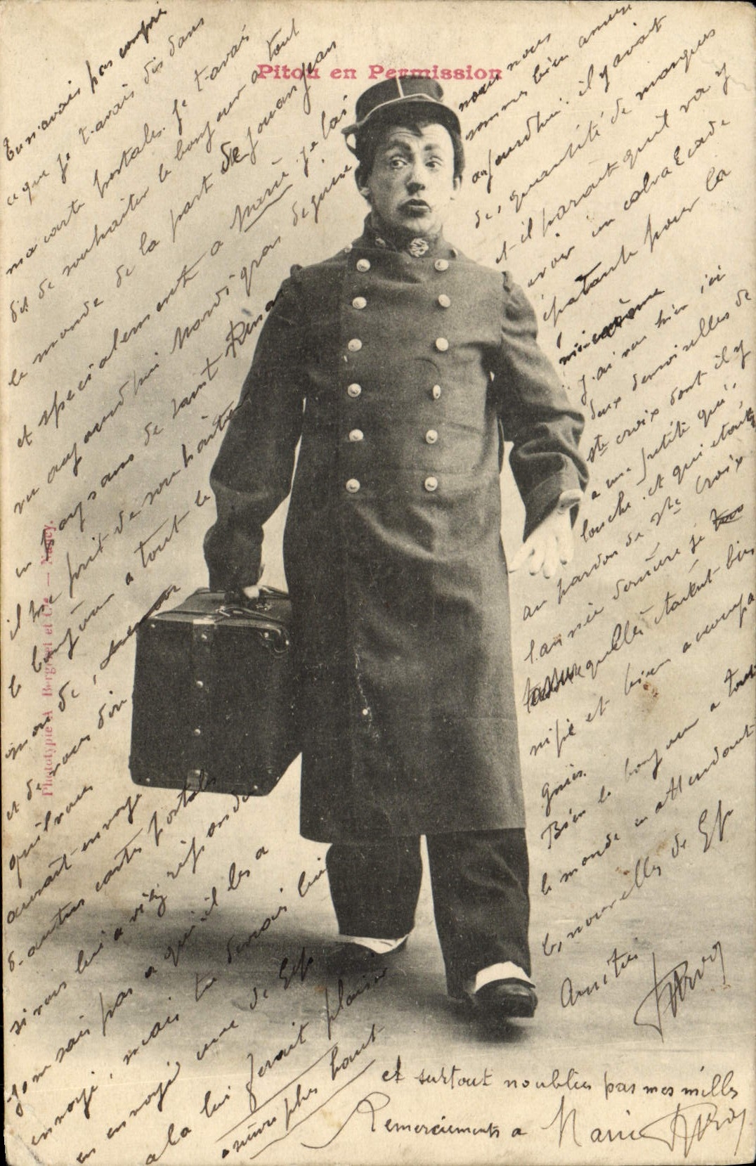 CPA Pitou en Permission Soldat Militaria 