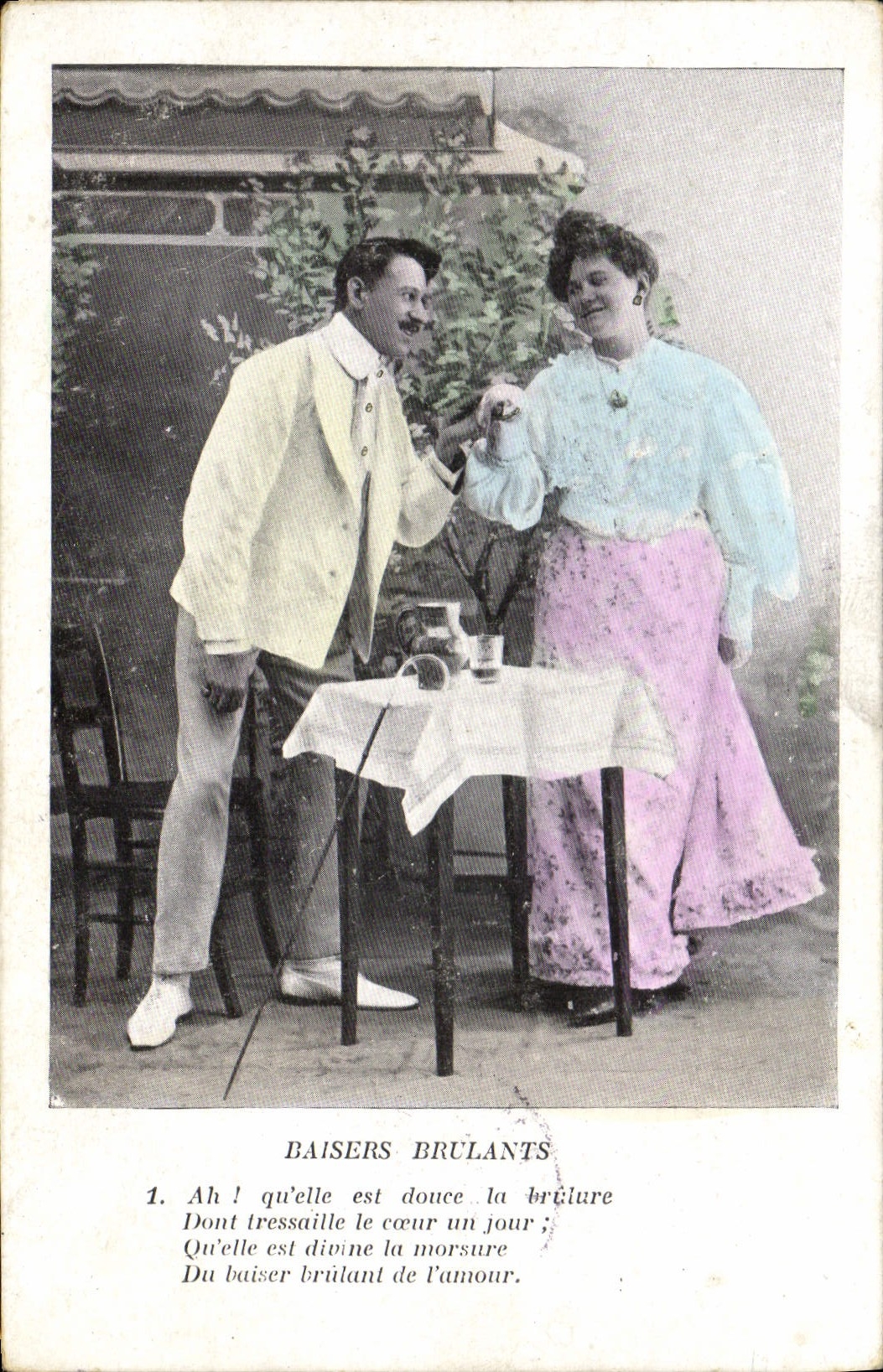 VINTAGE POSTCARD Extreme Kisses Ah Which it is soft the Femme burn