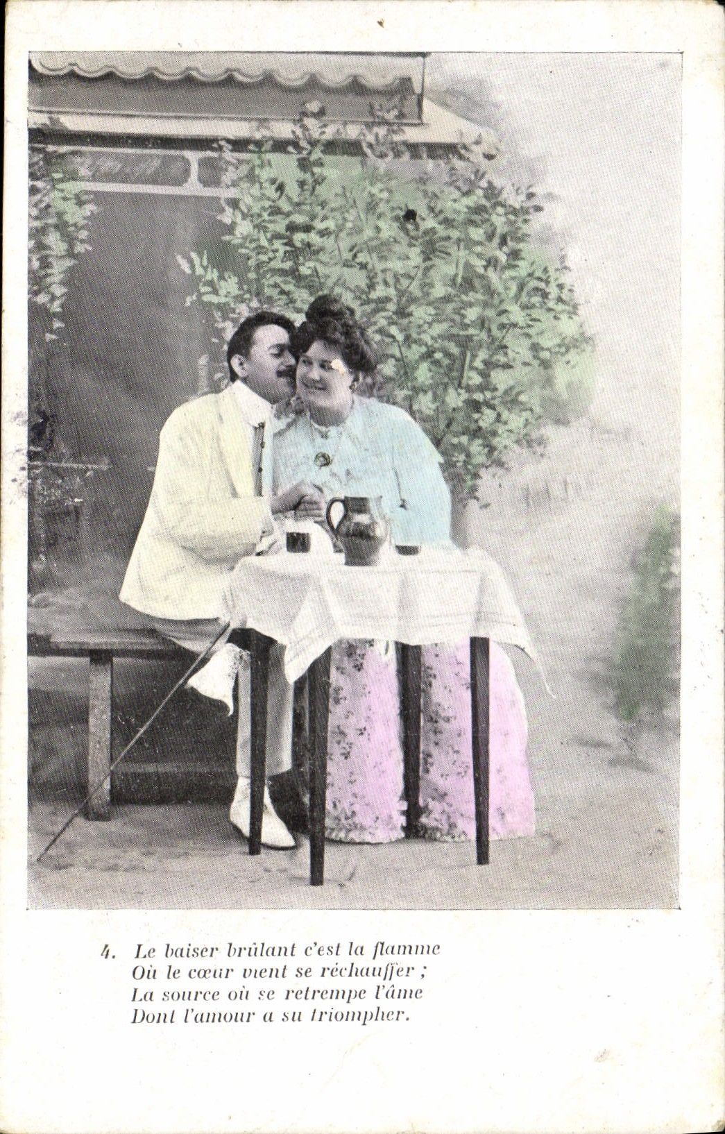 VINTAGE POSTCARD the kiss Burning it is the Femme flame