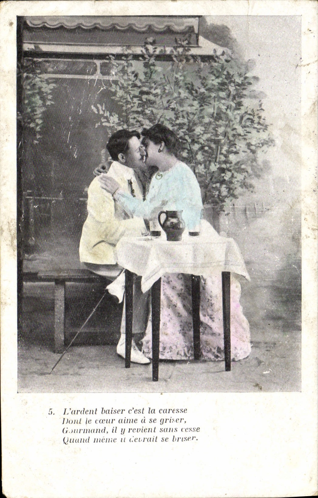 VINTAGE POSTCARD the burning kiss it is the caress Of which the Heart Woman