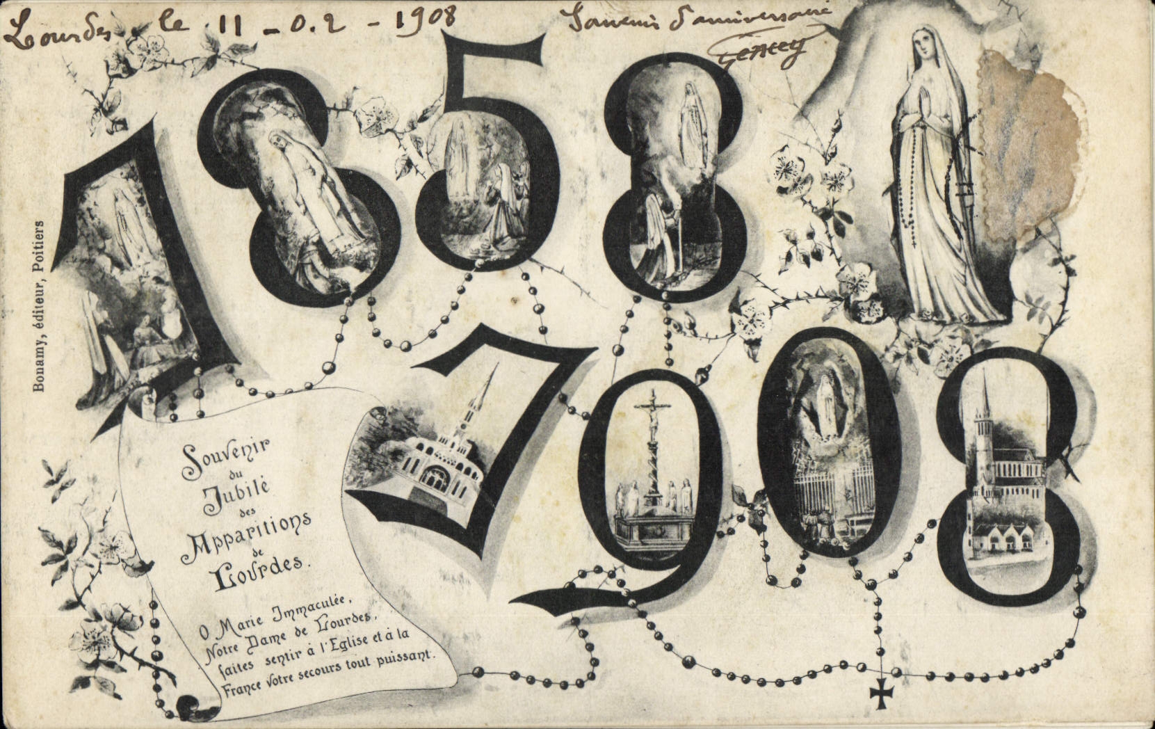 VINTAGE POSTCARD To remember Jubilee Appartions Doors 1858 1908