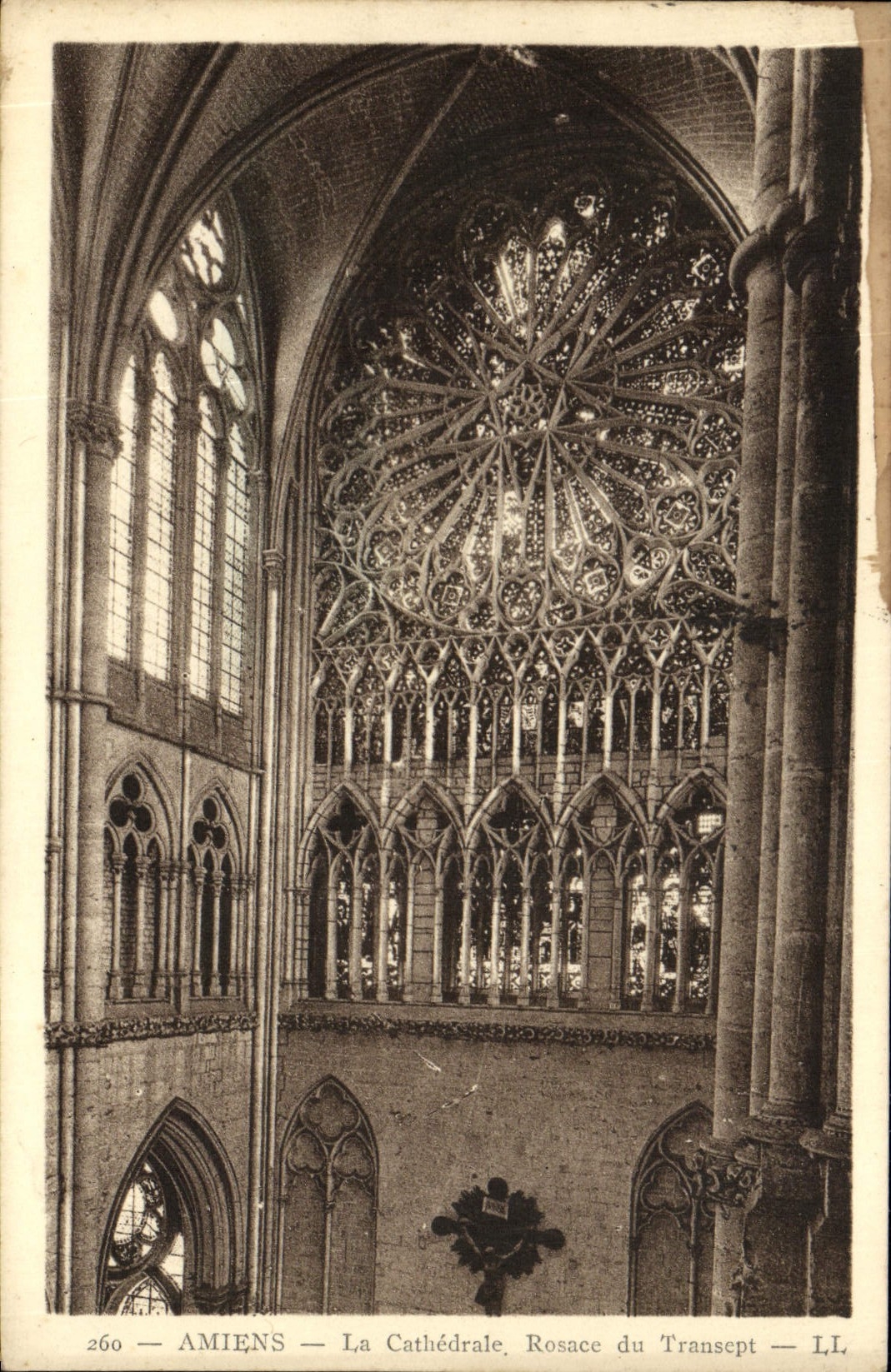 VINTAGE POSTCARD Amiens the Cathedral Rosette of the Transept