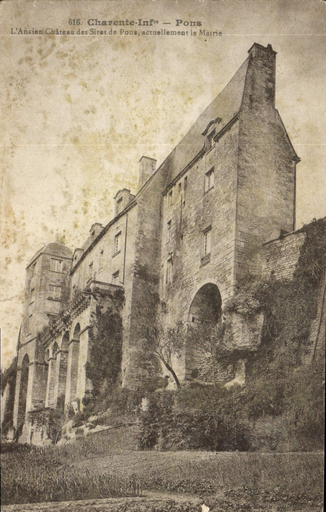 VINTAGE POSTCARD Pons the Old Castle of the Lords de Pons Town hall