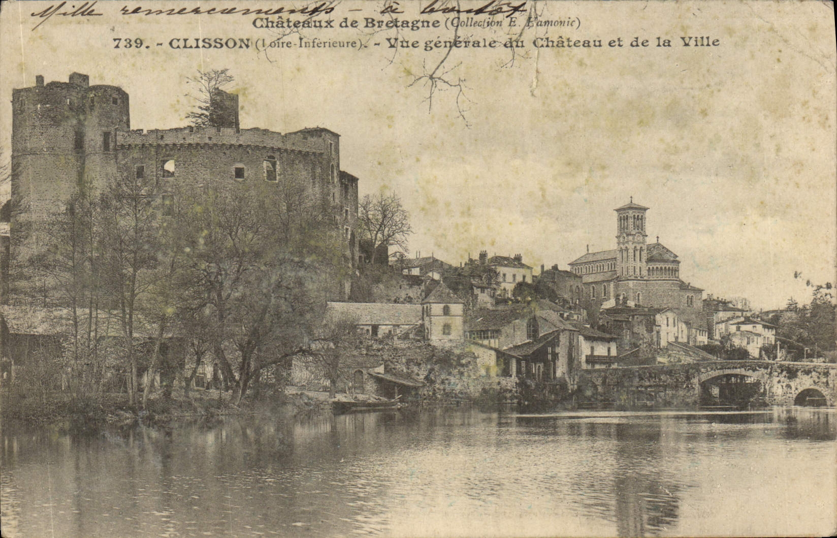 VINTAGE POSTCARD Clisson View of the Castle and the City