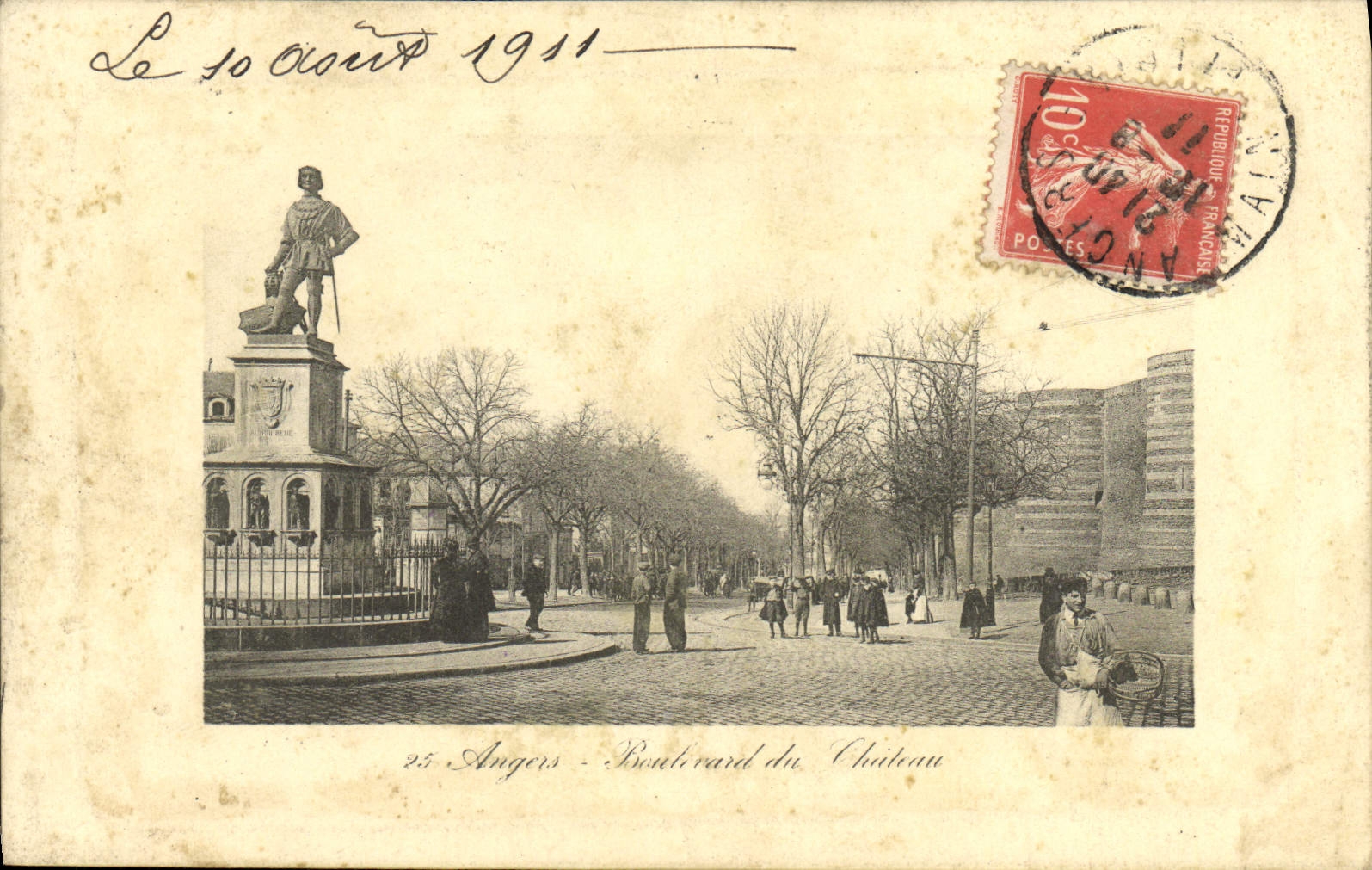 VINTAGE POSTCARD Angers Boulevard of the castle