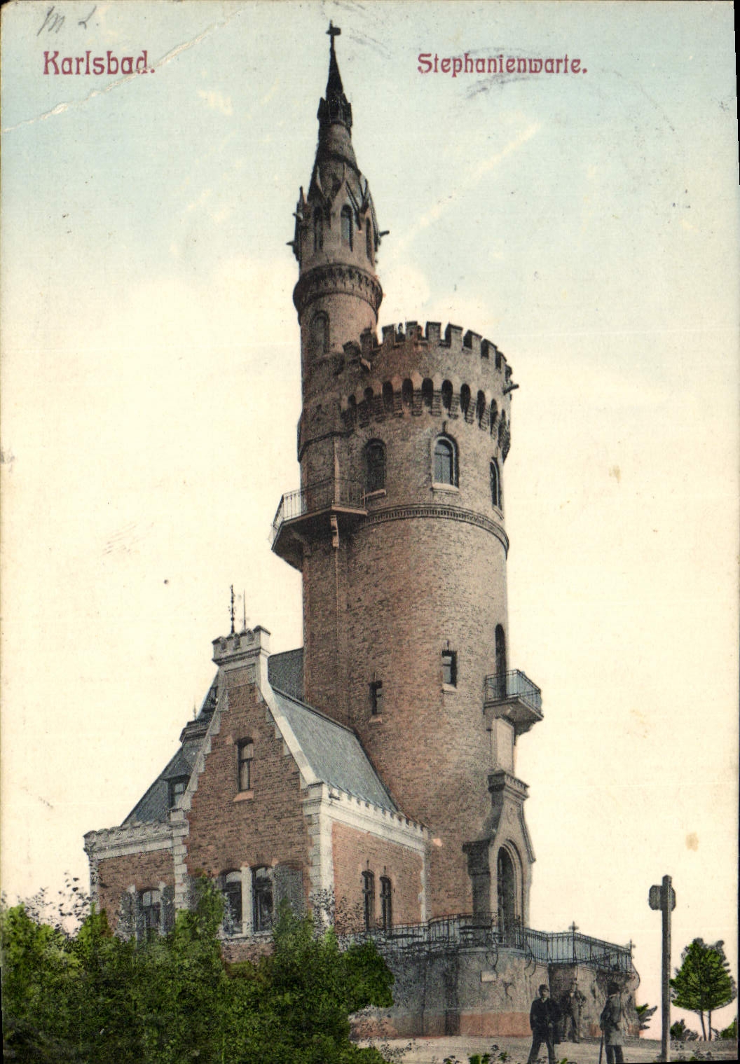 VINTAGE POSTCARD Karlsbad Slephanienwarte