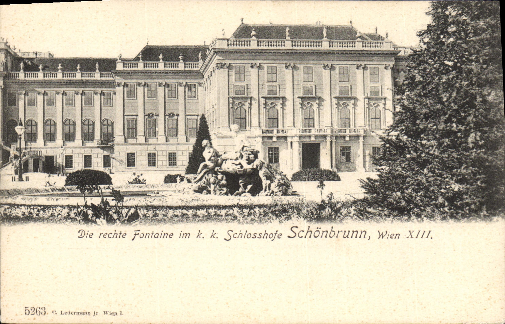 CPA Die Rechte Fontaine Im kk Schlosshofe Schonbrunn Wien