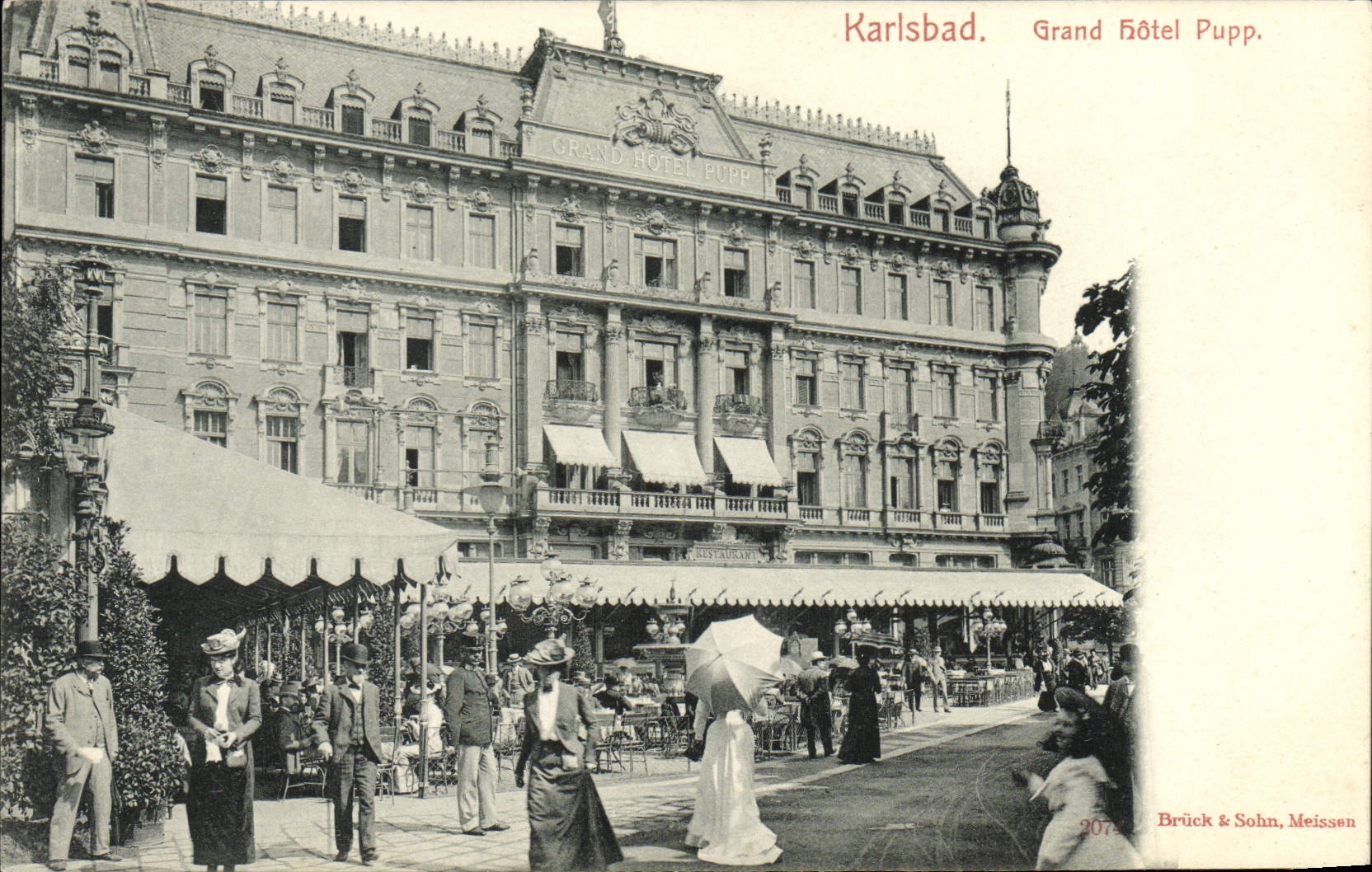 Hotel grande de Karlsbad Pupp de la POSTAL de la VENDIMIA