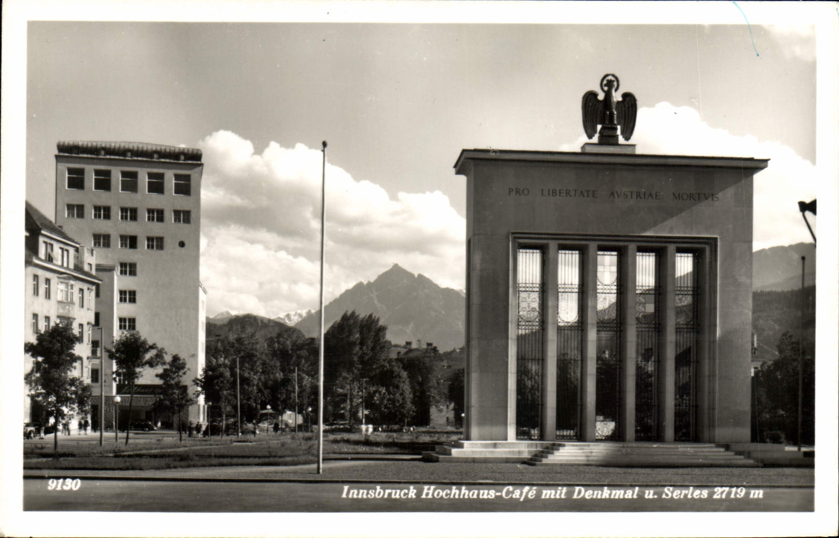 CPA Innsbruck Hochhaus Cafe Mit Denkmal u Serles