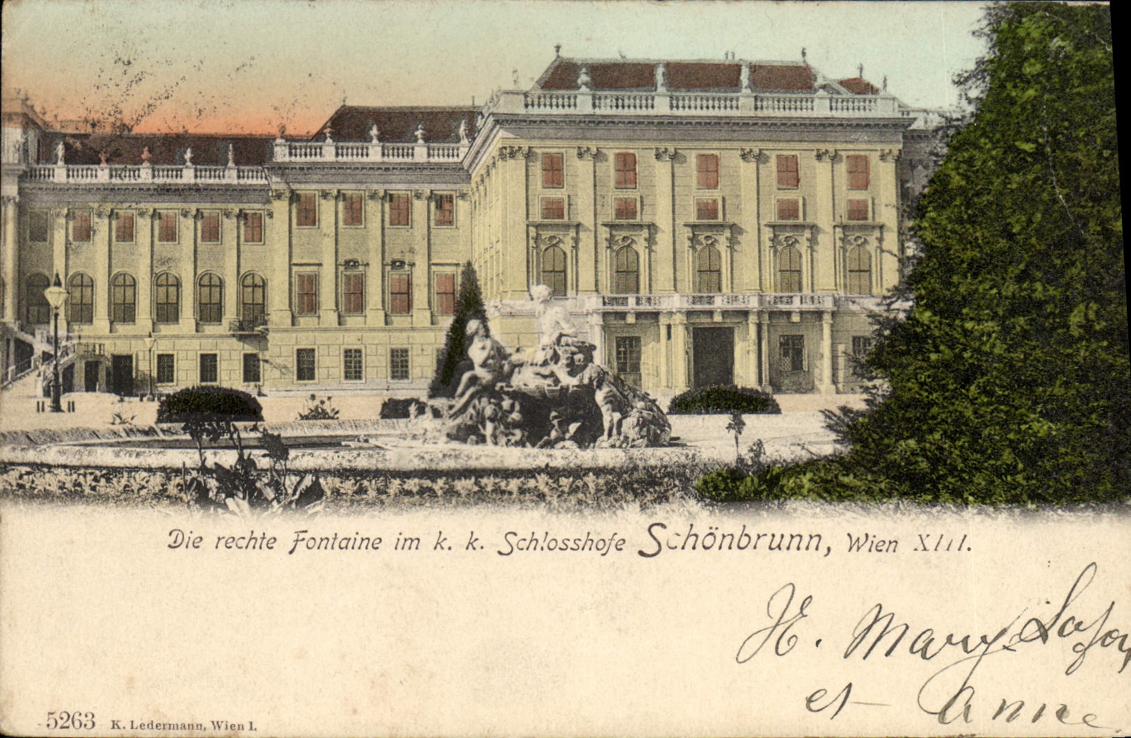 CPA Schonbrunn Wien Die rechte Fontaien im kk Schlosshofe Sien