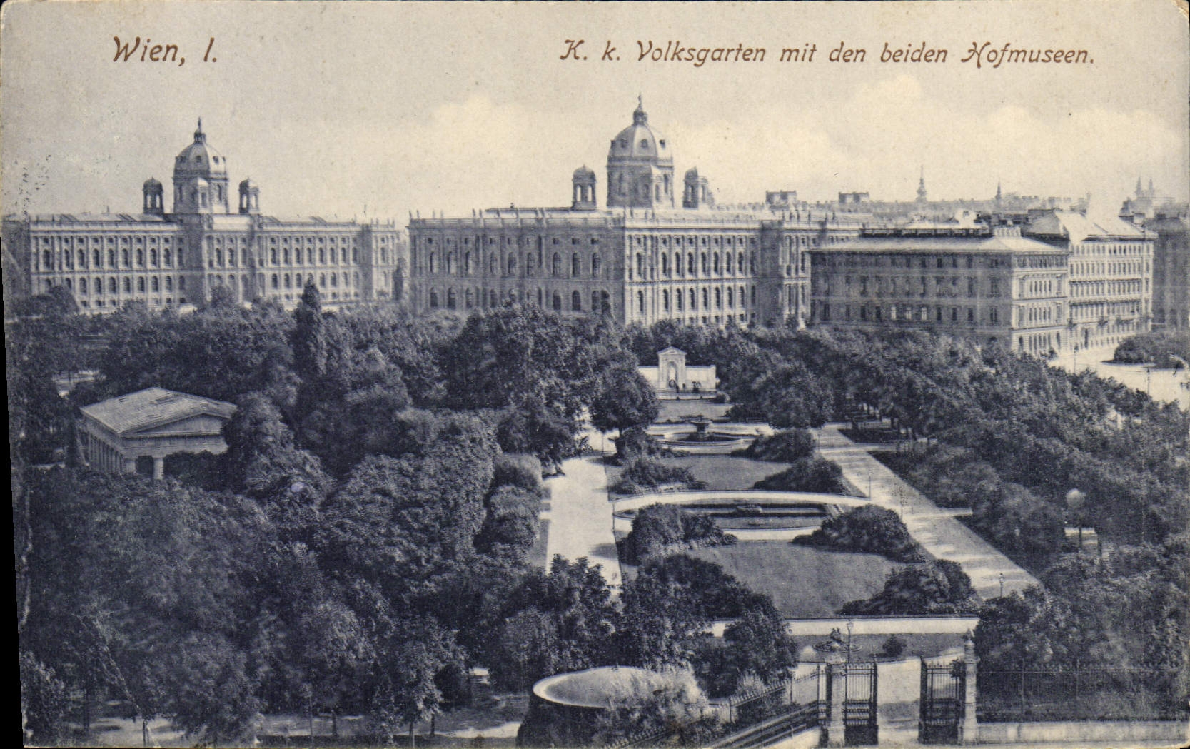 CPA Wien Volksgarten Mit Den Beiden Hofmuseum