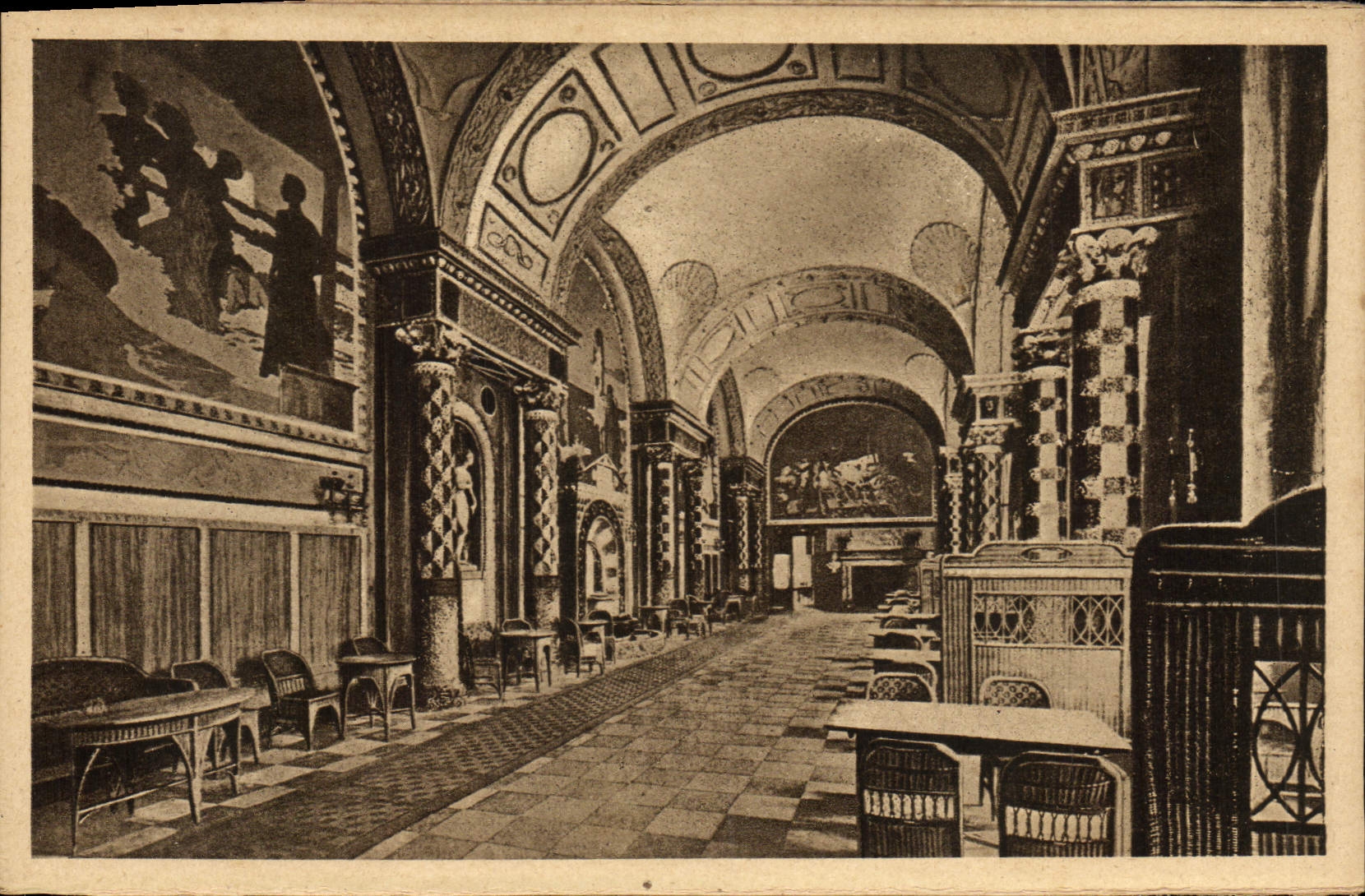 VINTAGE POSTCARD Wiesbaden Cleans House musicc hall