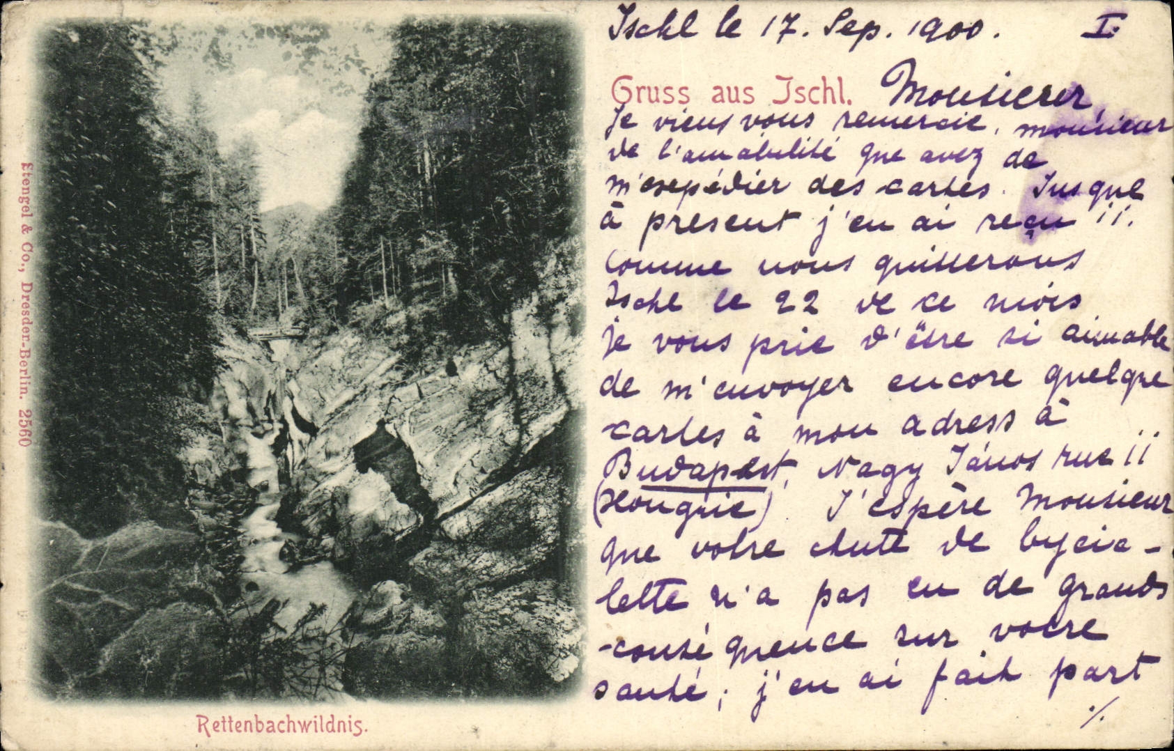 VINTAGE POSTCARD Gruss Aus Ischl Rettenbachwildnis