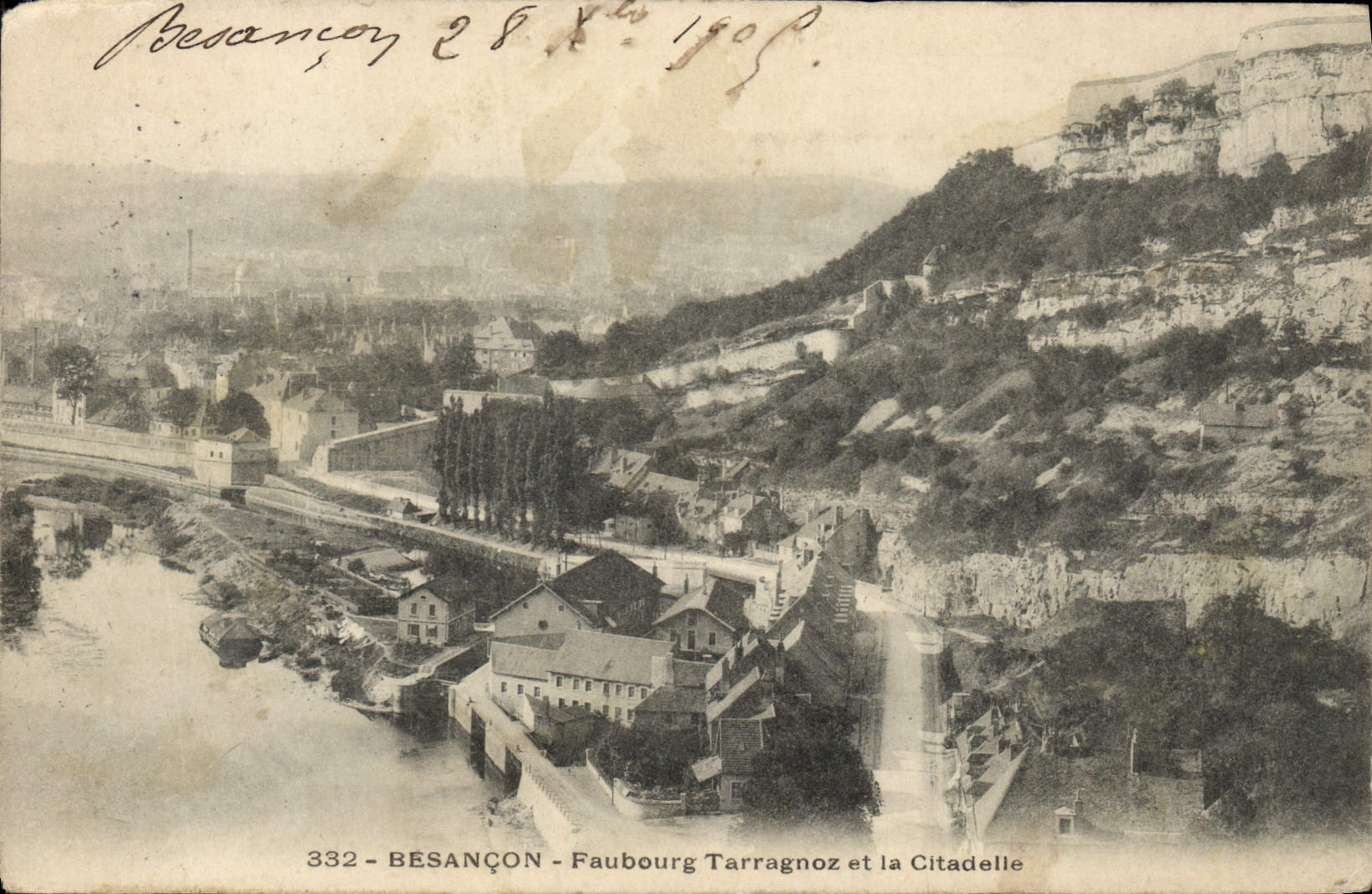 VINTAGE POSTCARD Besancon Suburb Tarragnoz And the Citadel