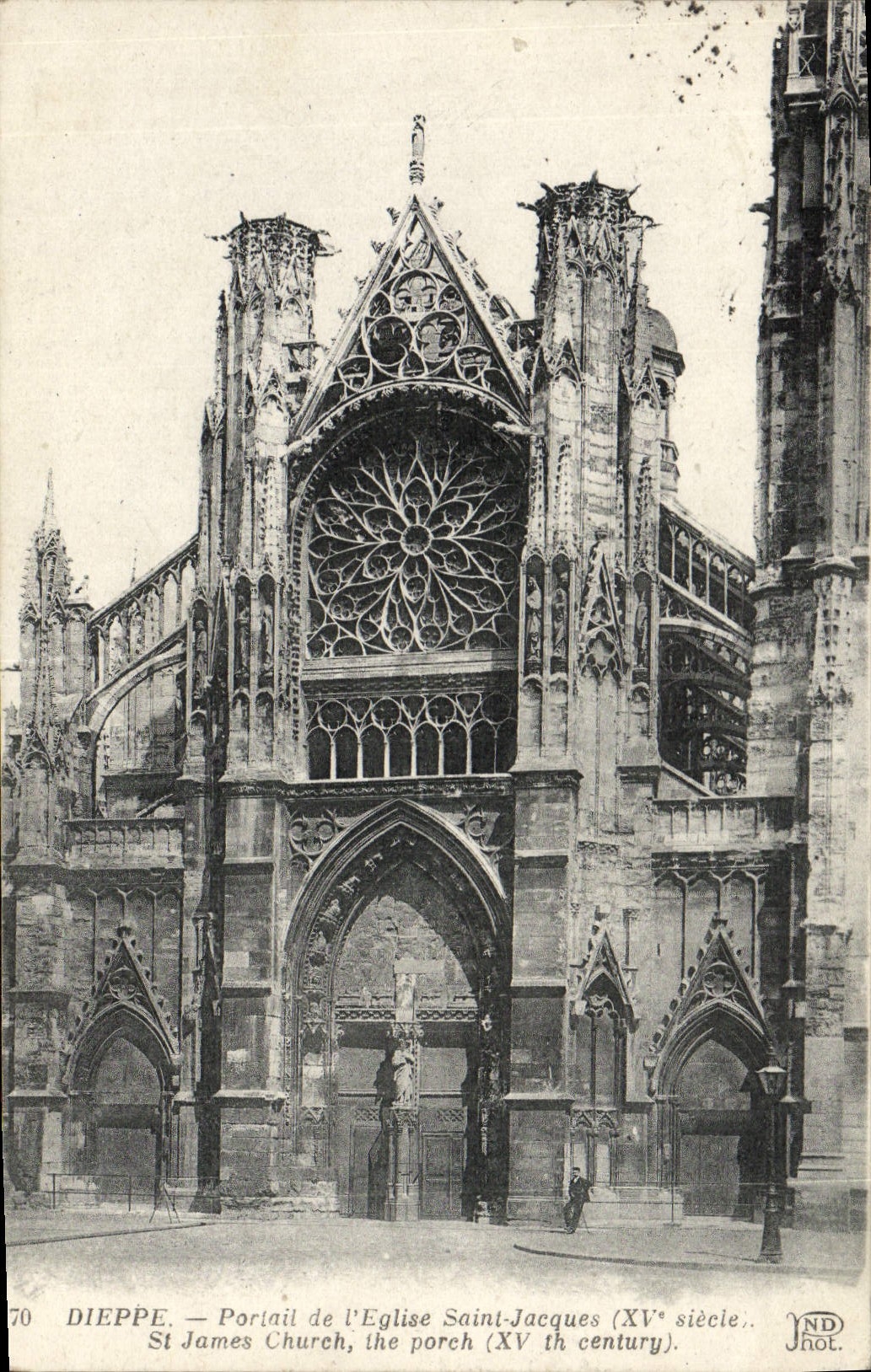 POSTAL Dieppe Gate De I' Eglise Jacques de la VENDIMIA Saint