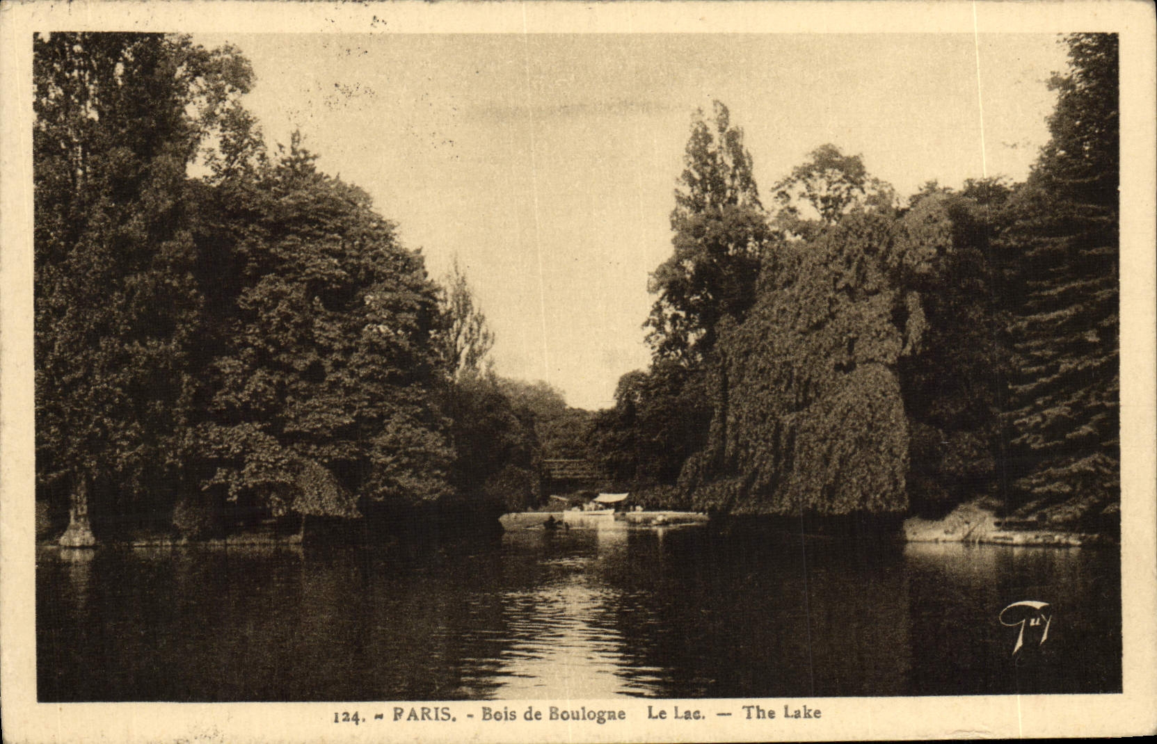 VINTAGE POSTCARD Paris Bois de Boulogne the Lake