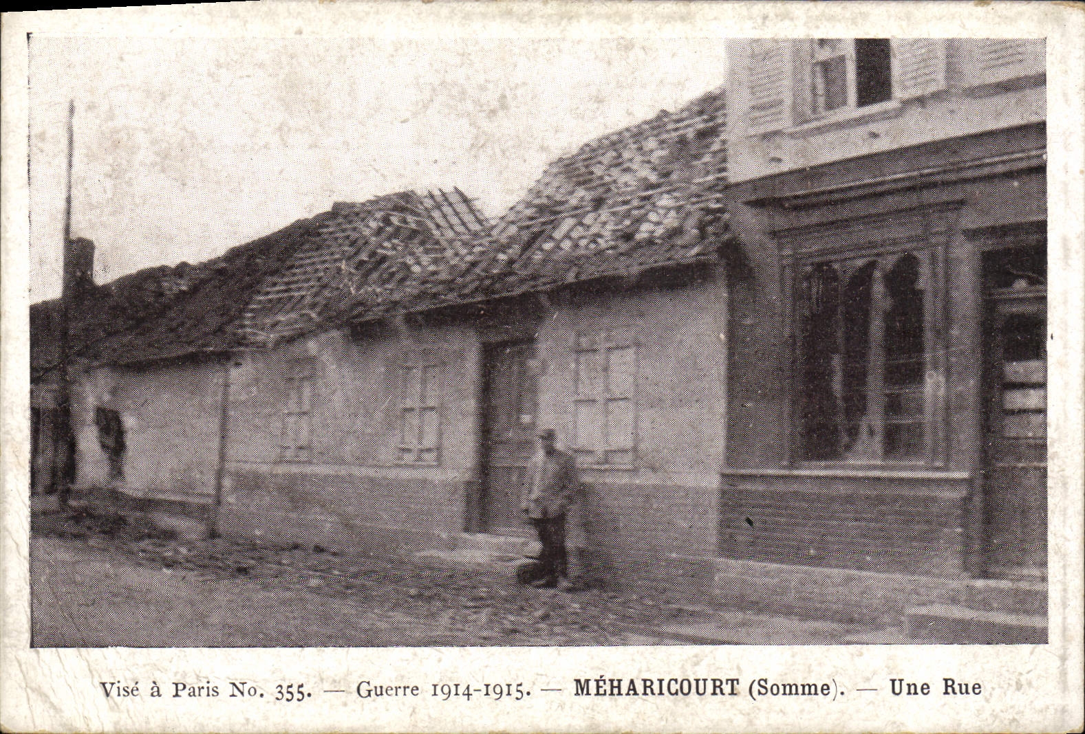 VINTAGE POSTCARD Meharicourt a street Militaria