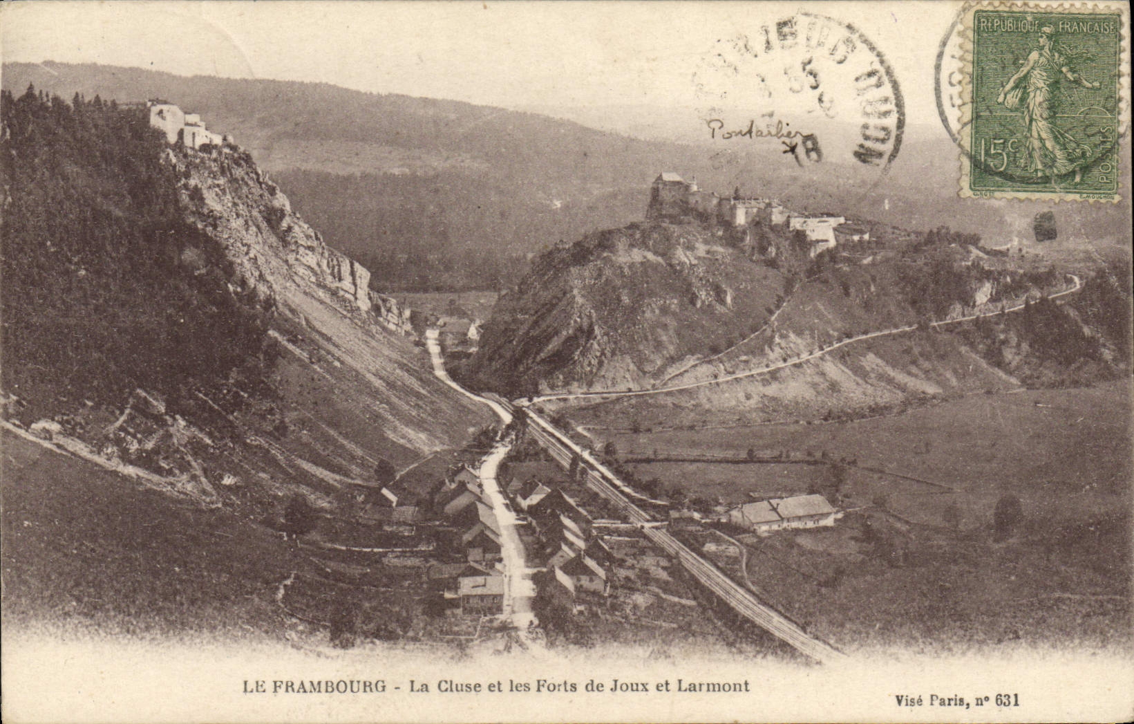 VINTAGE POSTCARD Frambourg the Cluse and Forts of Joux and Larmont