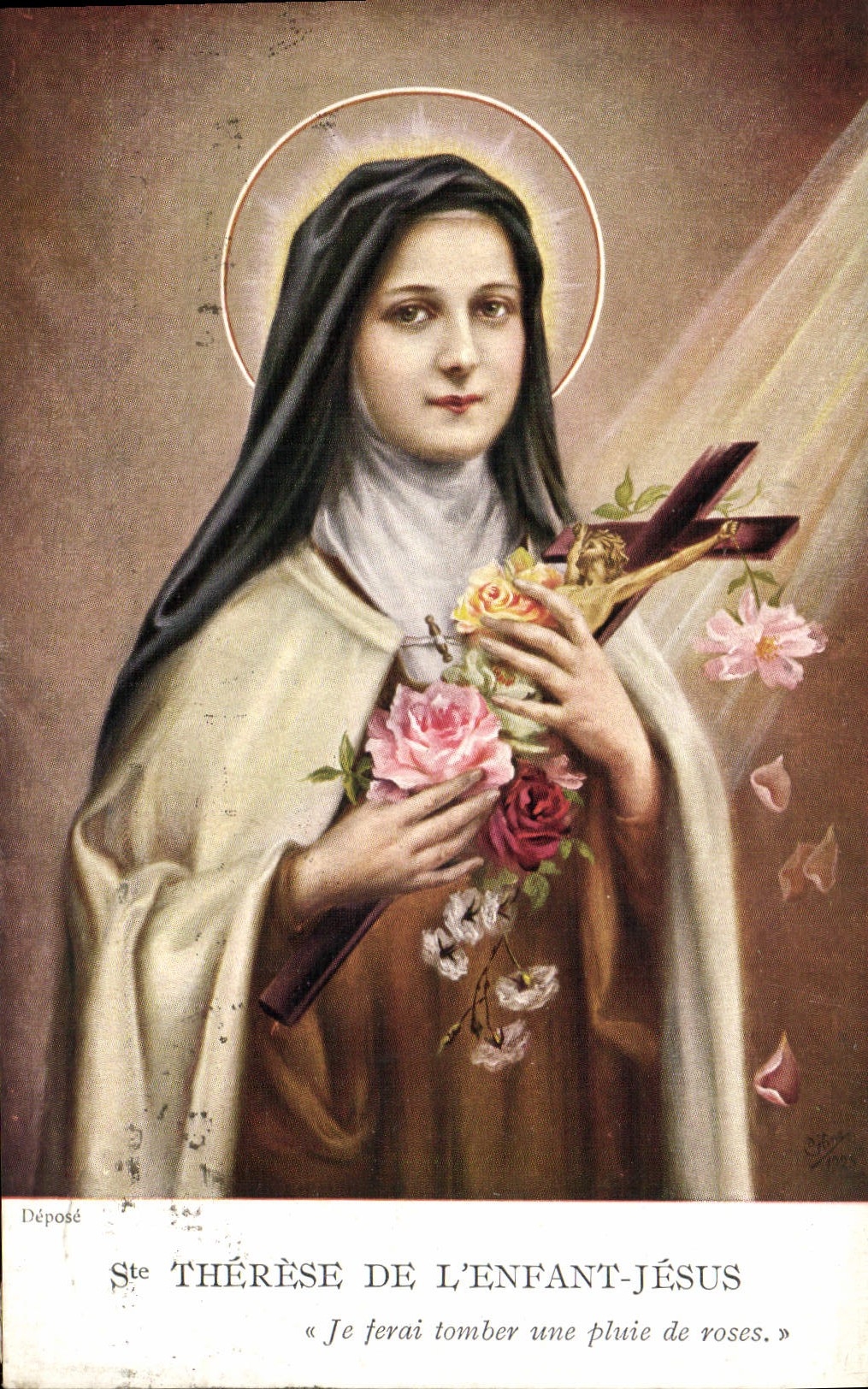 VINTAGE POSTCARD Therese Of the Child Jesus Doors