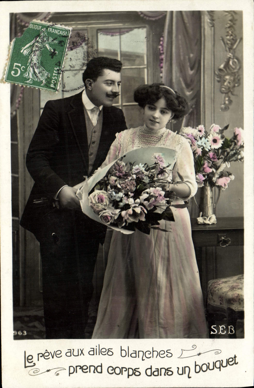 VINTAGE POSTCARD Fantasy Woman the Dream with the White Wings