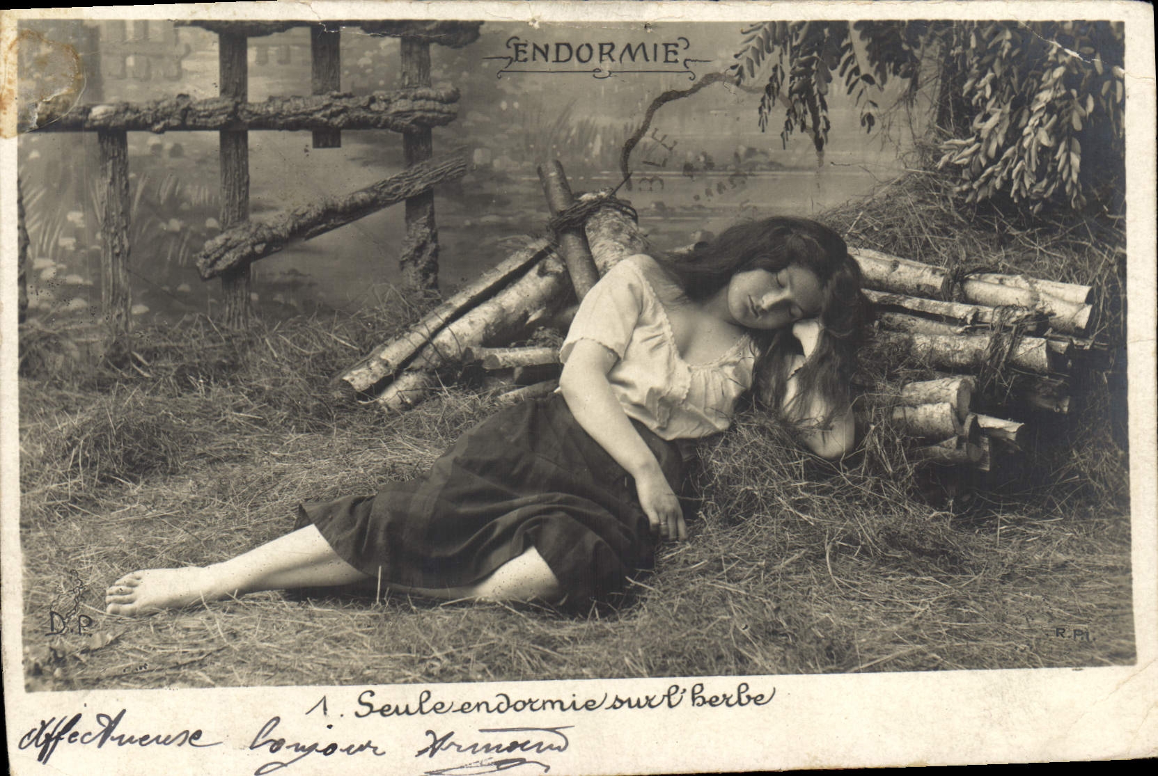 VINTAGE POSTCARD Fantasy Deadened Woman