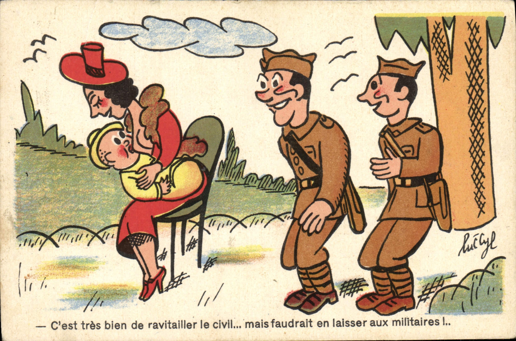 VINTAGE POSTCARD Fantasy Woman Baby Militaria Soldiers