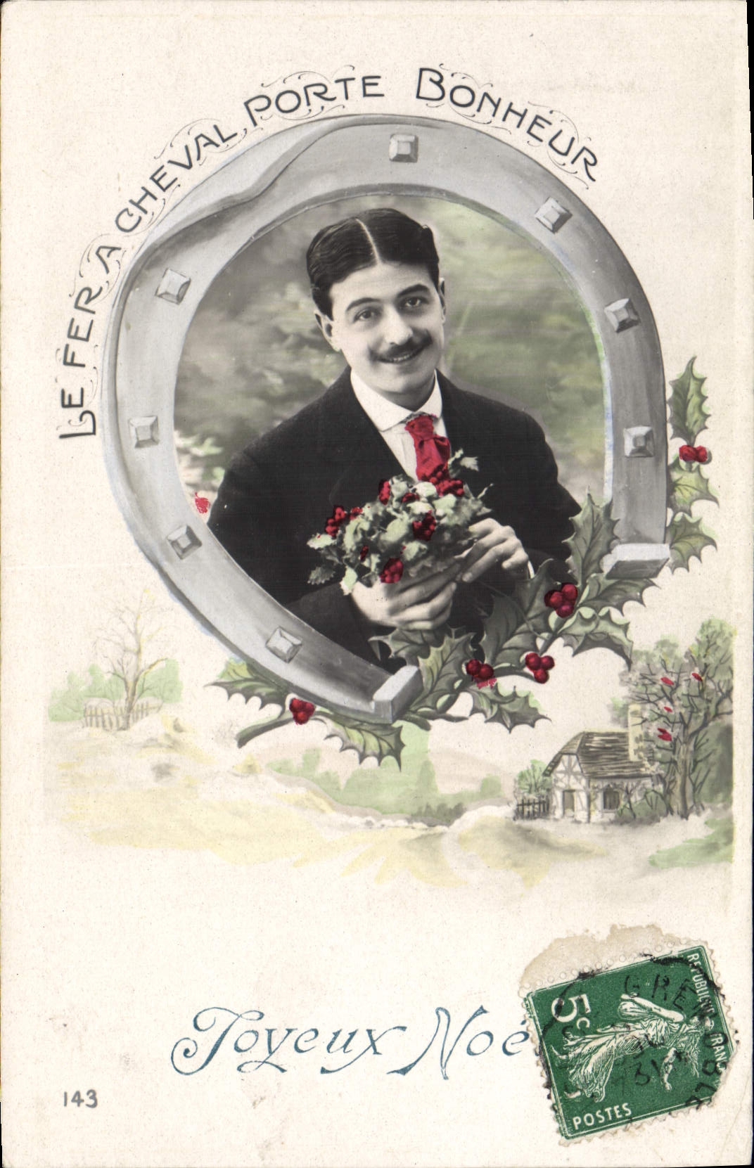 CPA Fantaisie Homme Fer a cheval