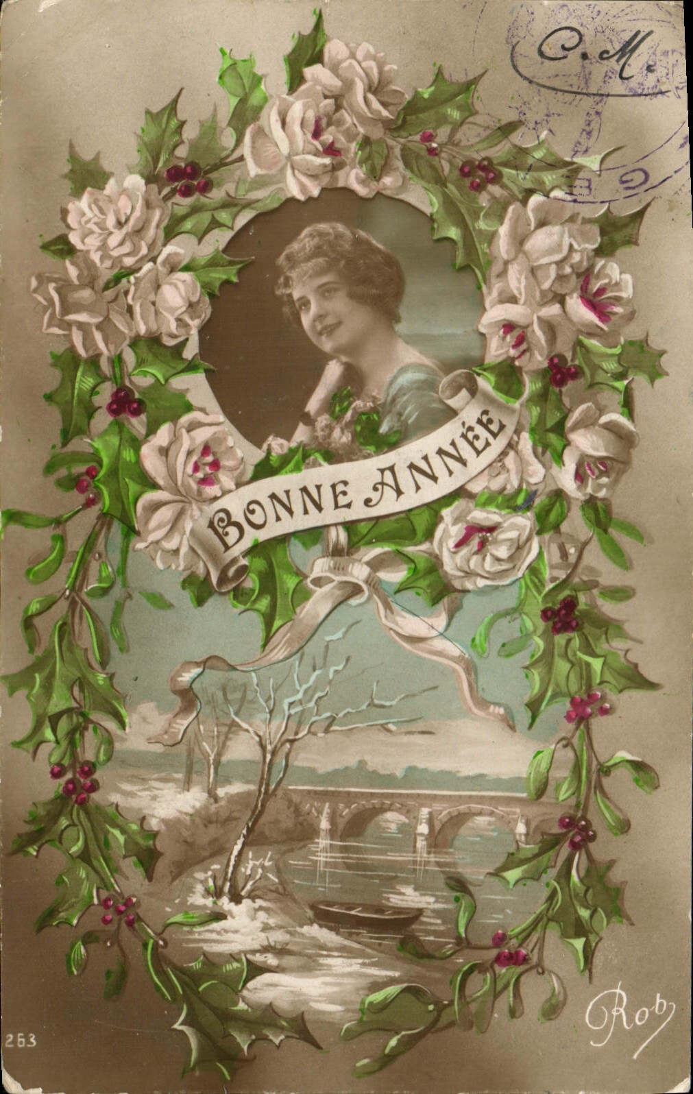 CPA Bonne Annee Femme