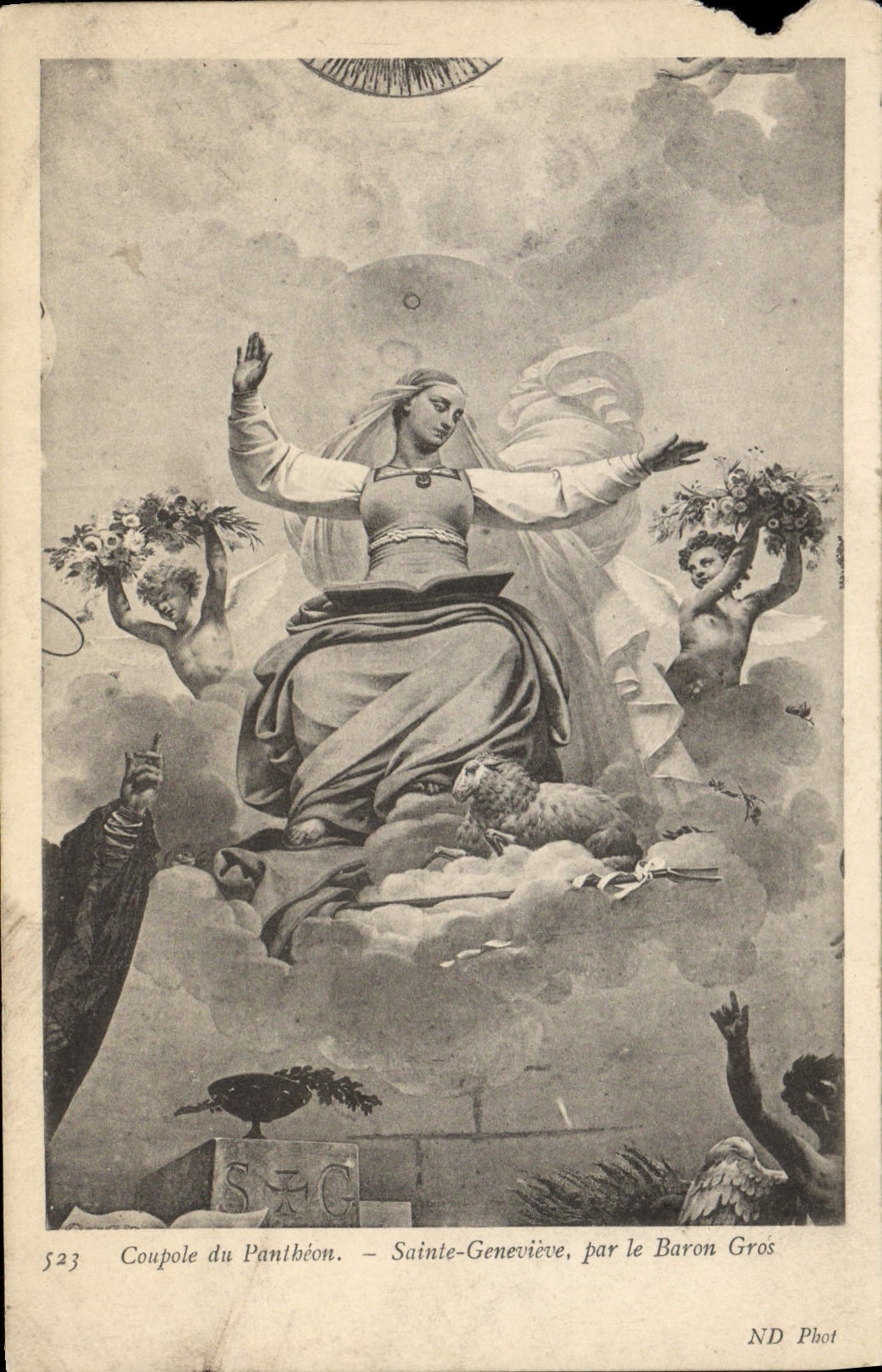 VINTAGE POSTCARD Cupola of Pantbeon Sainte Genevieve by the Baron Gros