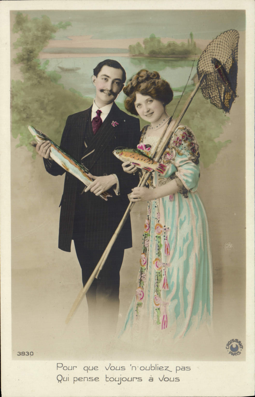 VINTAGE POSTCARD Fantaisie Poisson Woman Fishes Sinning