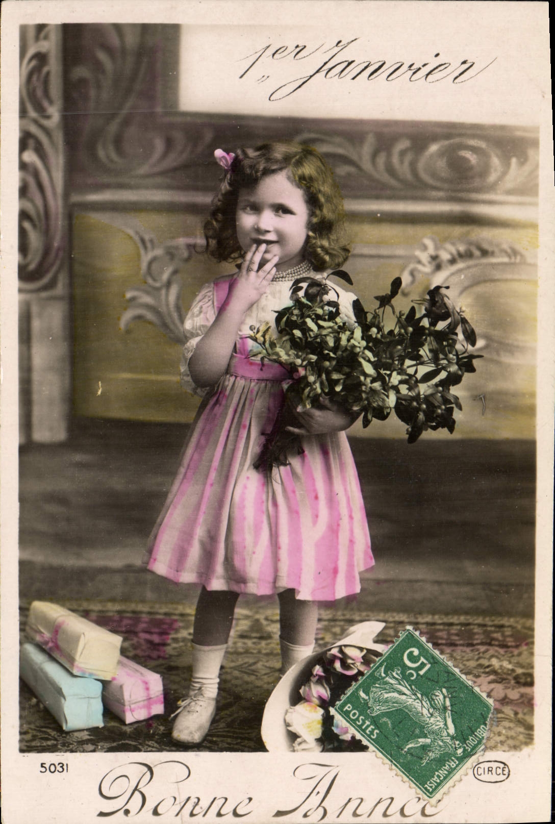 VINTAGE POSTCARD Fantasy Child January 1st