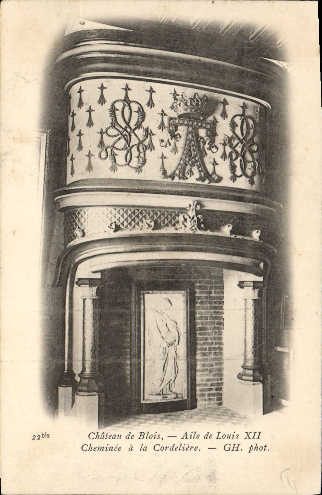 POSTAL Blois de la VENDIMIA el ala del castillo de la chimenea de Louis XII de Cordeliere