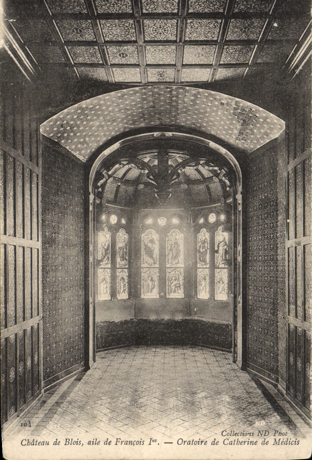 Castillo de la POSTAL de la VENDIMIA del ala de Blois del 1r oratorio de François de Catherine de Medicis