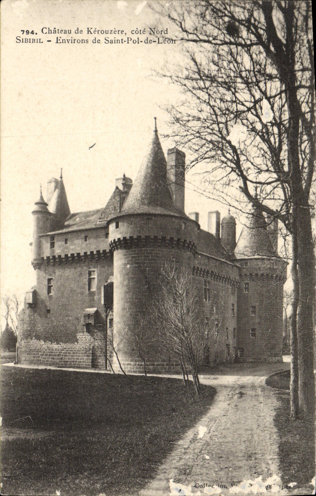 VINTAGE POSTCARD Castle of Kerouzere Dimensions Northern Sibiril Environs of Saint pol. of Leon