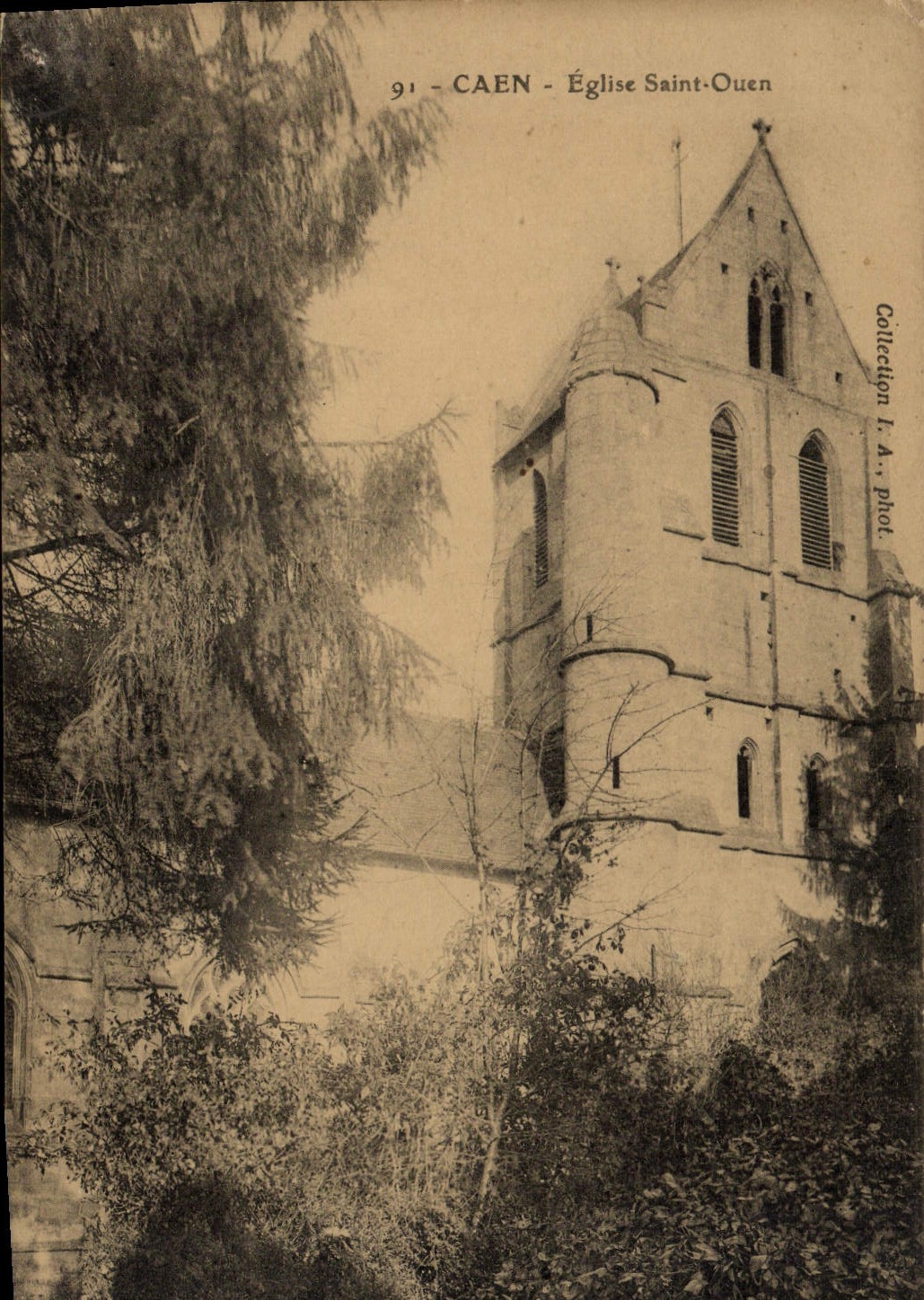 VINTAGE POSTCARD Caen Church Ouen Saint