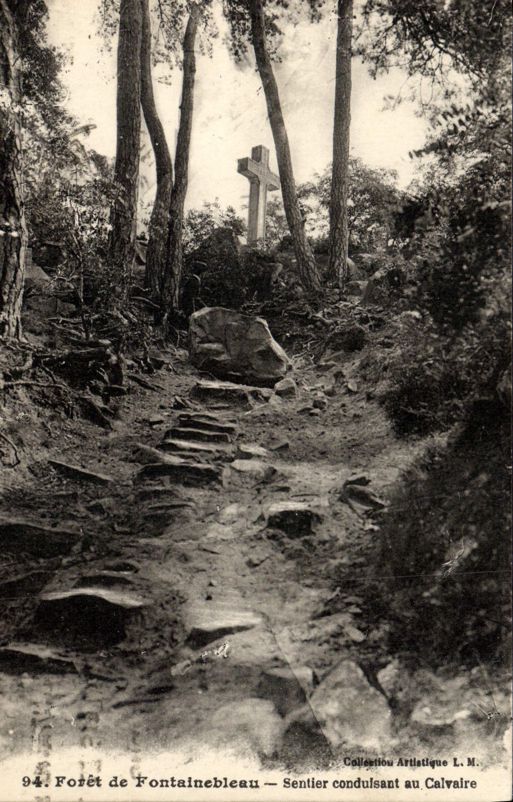 VINTAGE POSTCARD Drill De Fontainebleau Path leading to the martyrdom