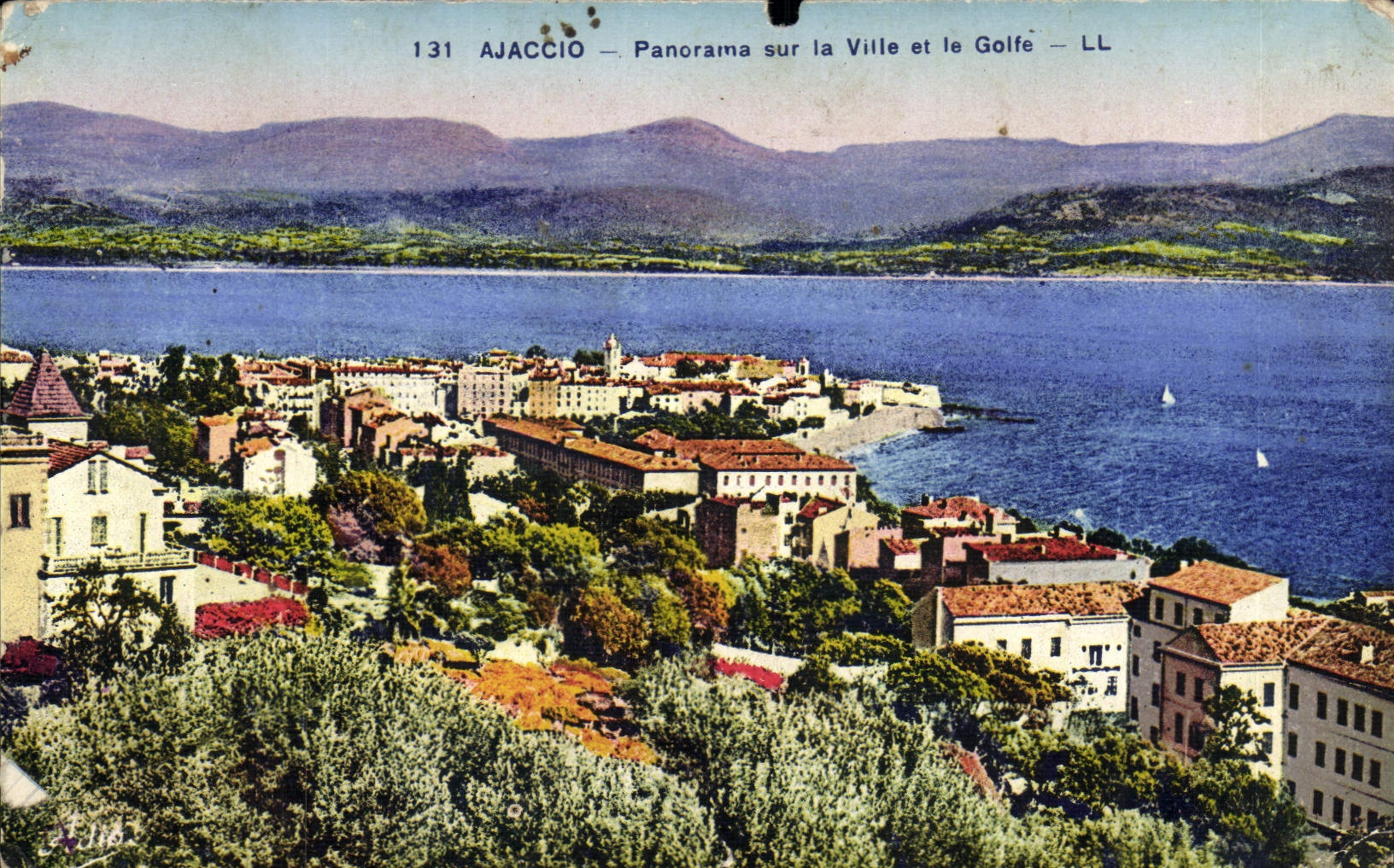 VINTAGE POSTCARD Ajaccio Panorama On the City and the Gulf
