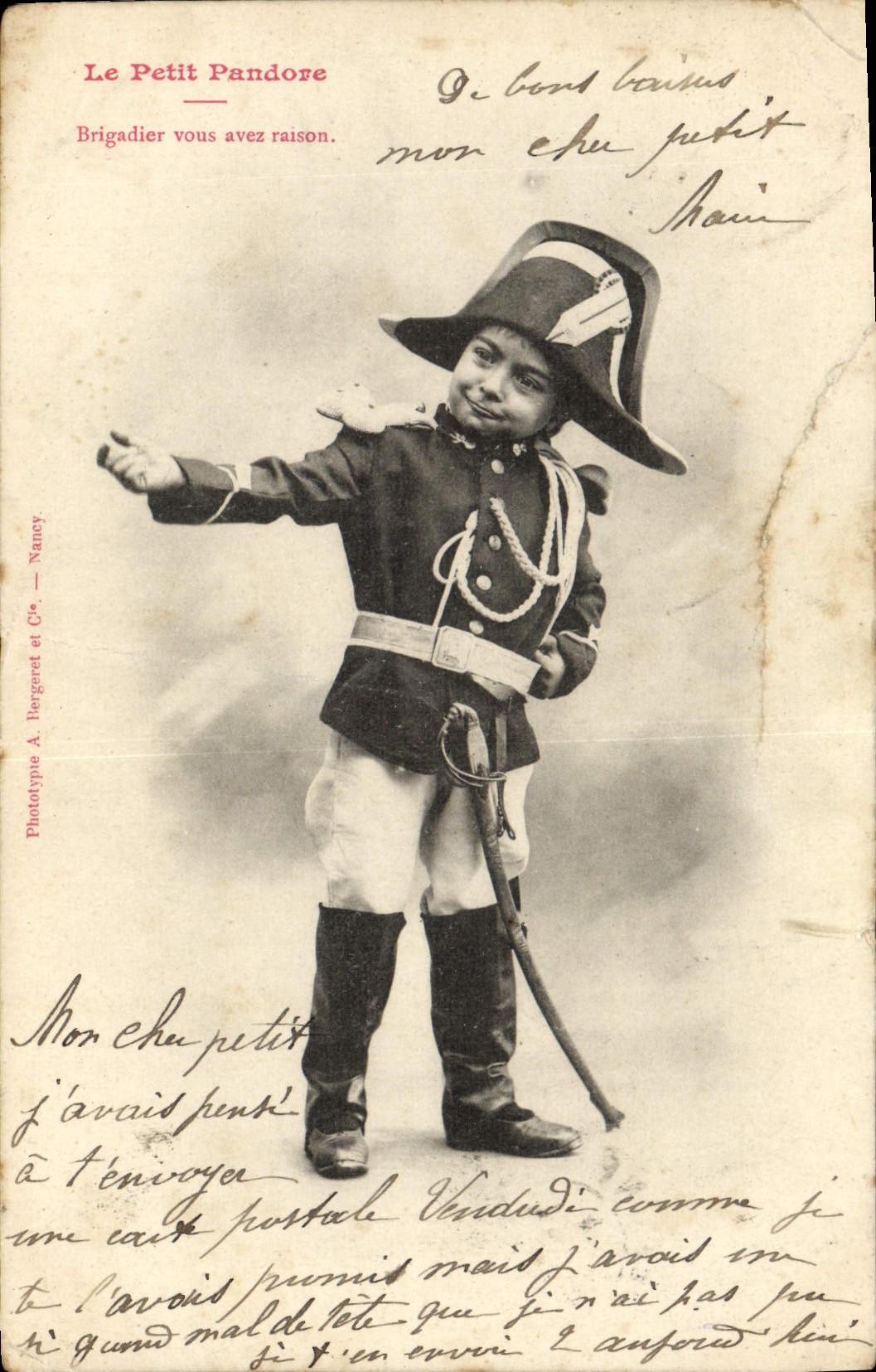 VINTAGE POSTCARD Small Pandora Sergeant You Are right Child