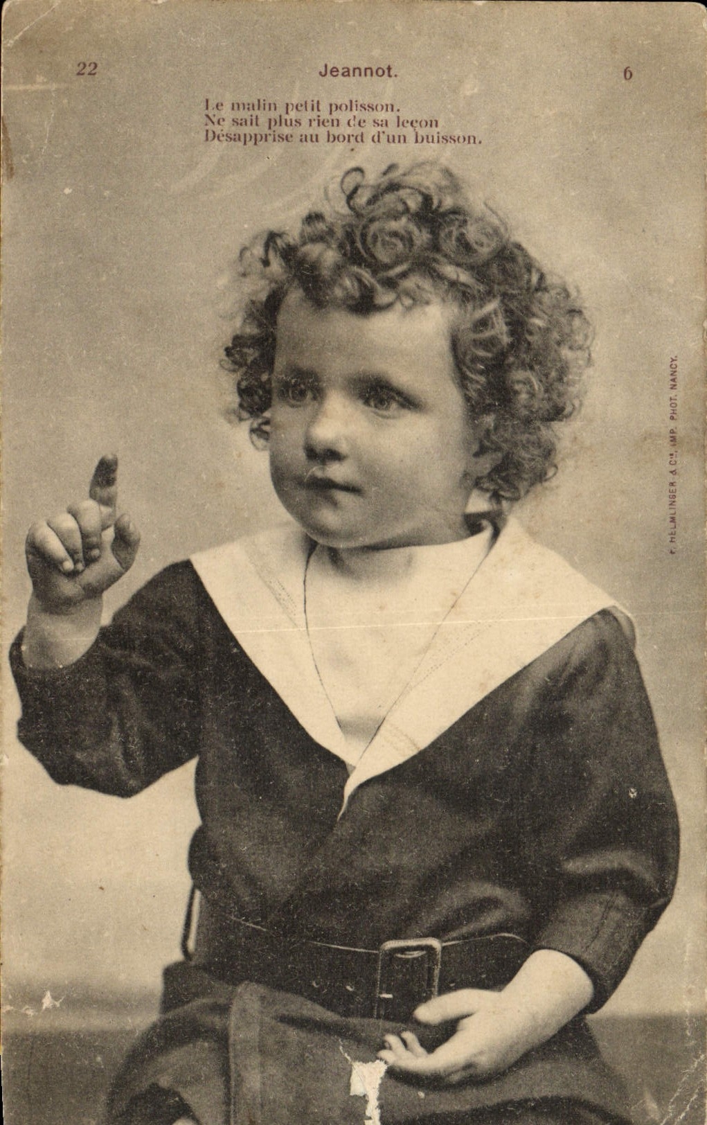 VINTAGE POSTCARD Jeannot the malm Petit Rascal Knows Folds Nothing of its Lesson Child